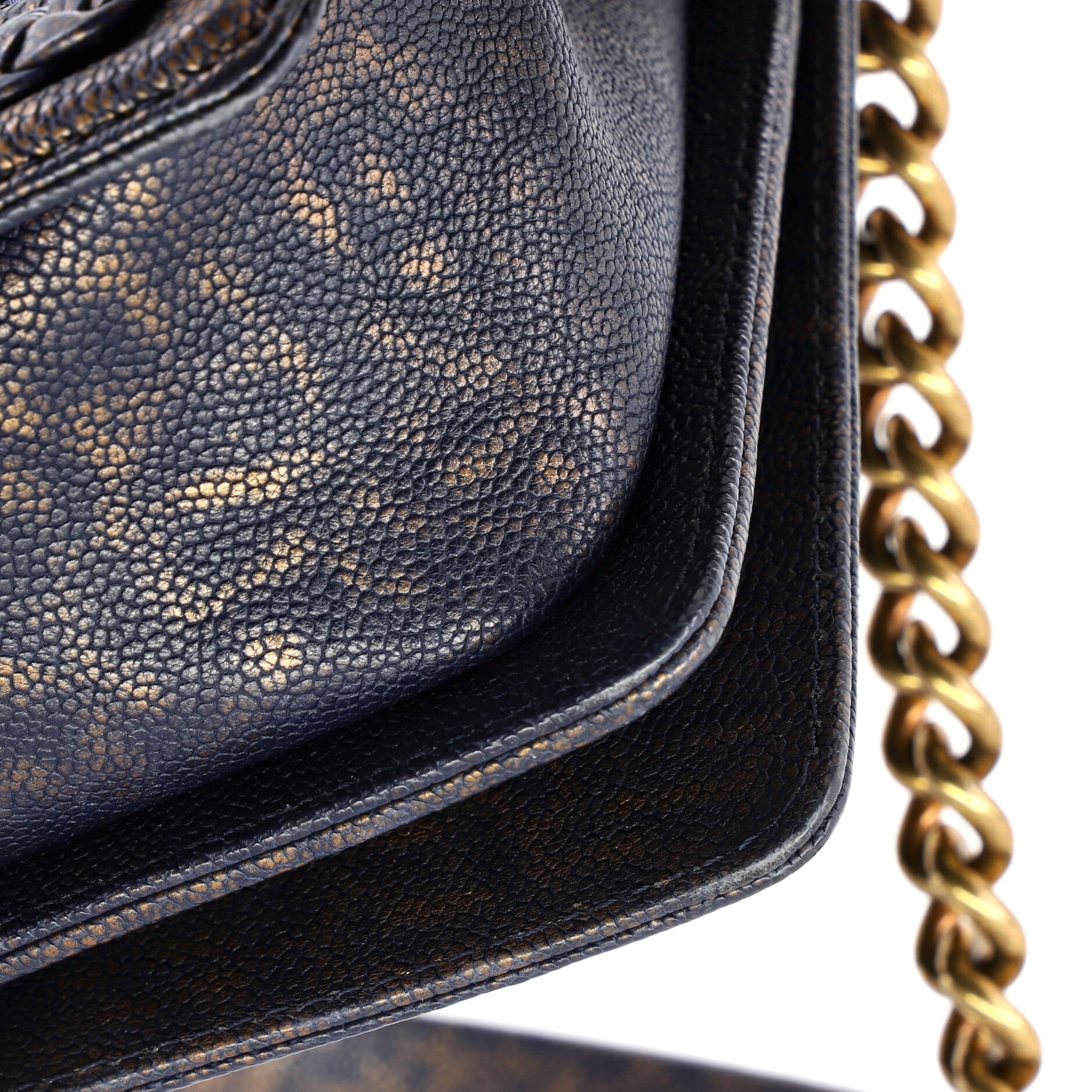 Braided Boy Flap Bag Patinated Chevron Caviar New Medium