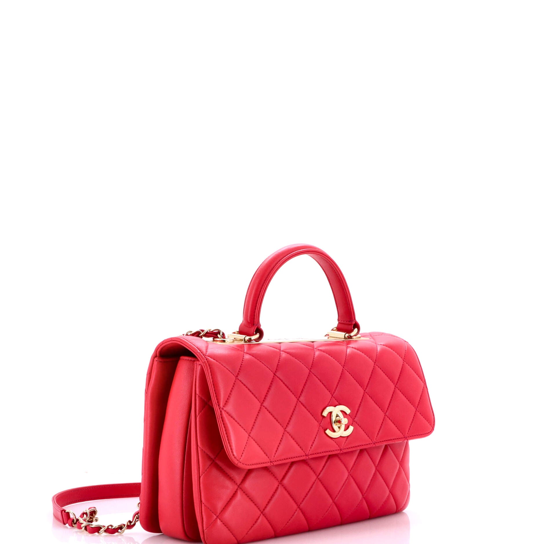 Trendy CC Top Handle Bag Quilted Lambskin Medium