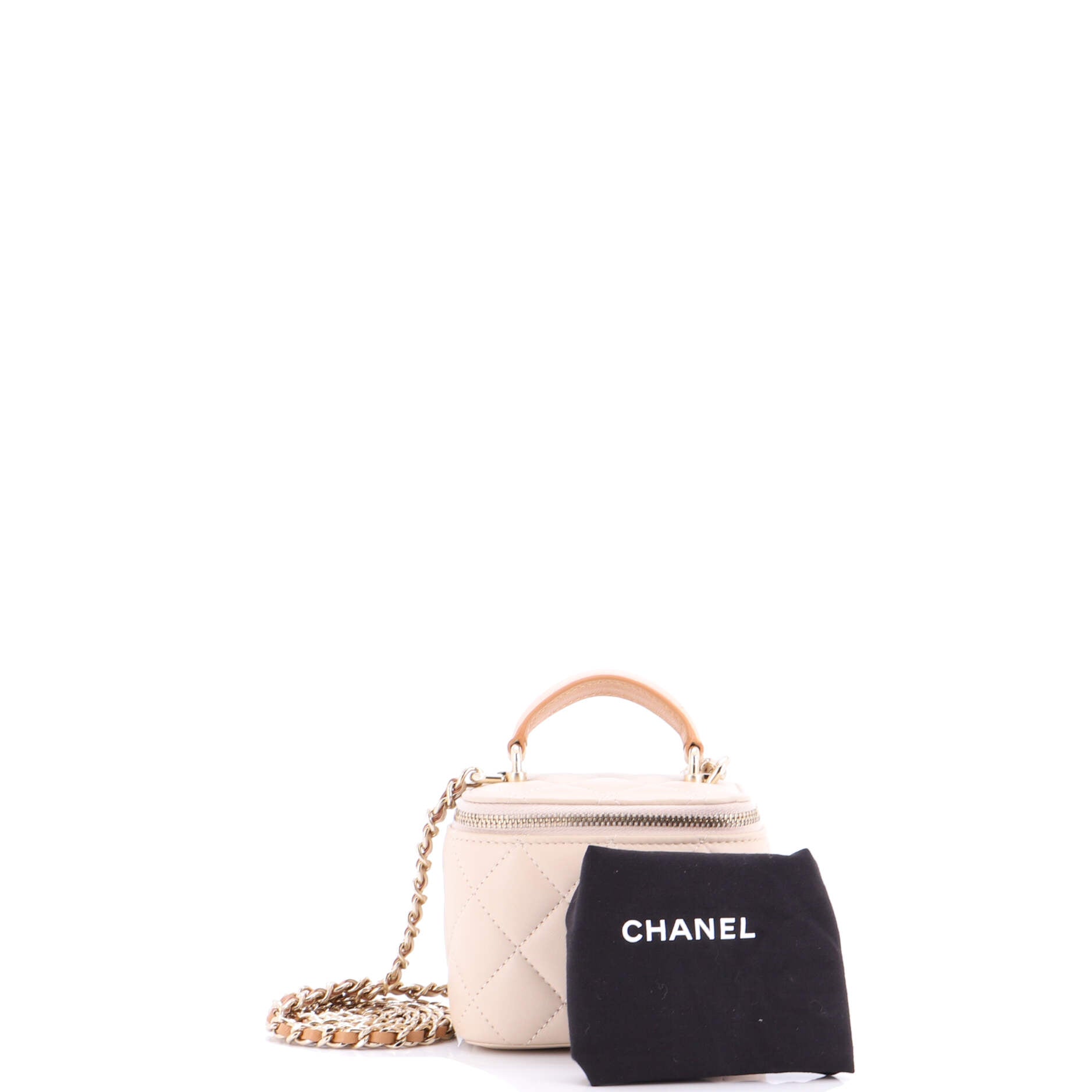 Classic Top Handle Vanity Case with Chain Quilted Lambskin Mini