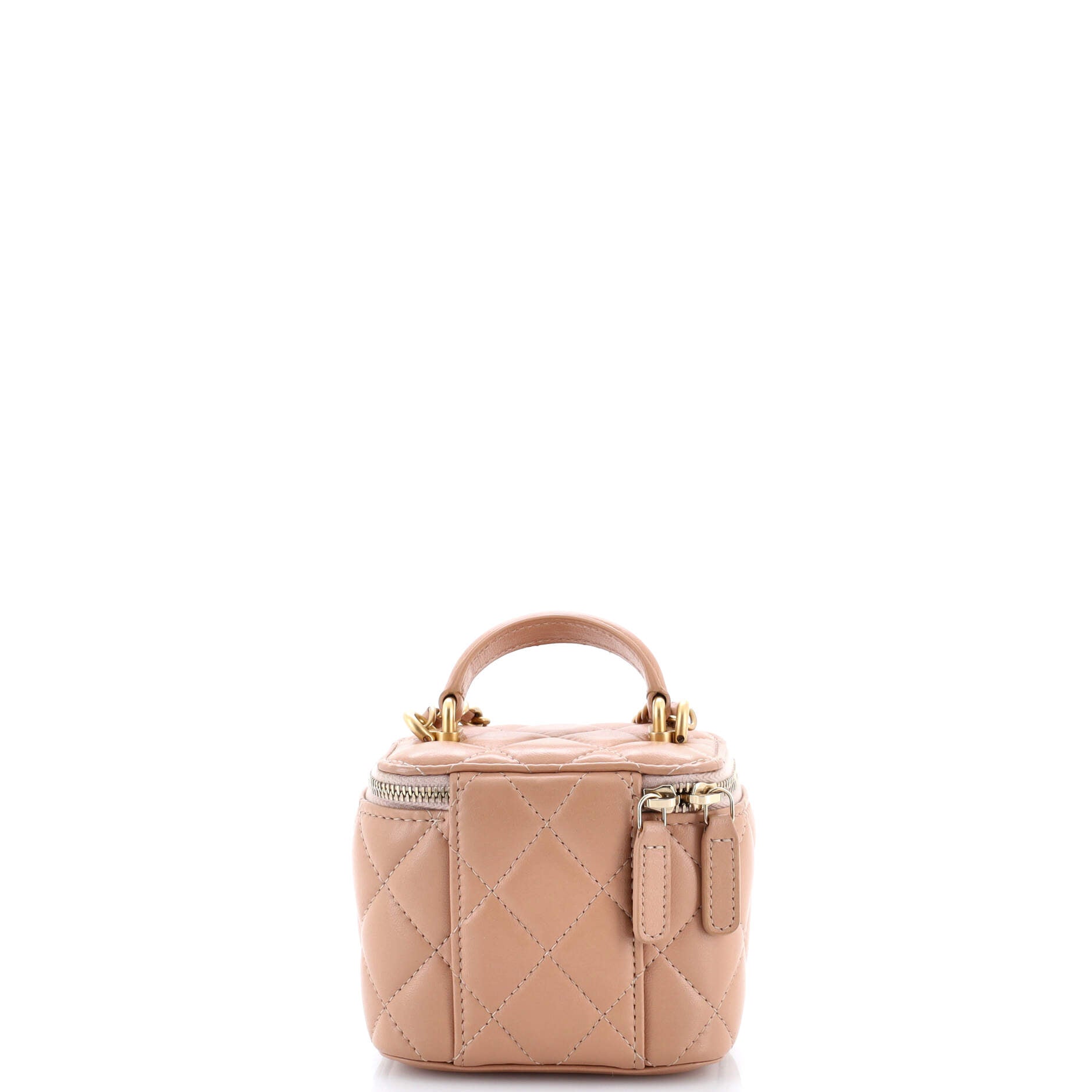 Classic Top Handle Vanity Case with Chain Quilted Lambskin Mini