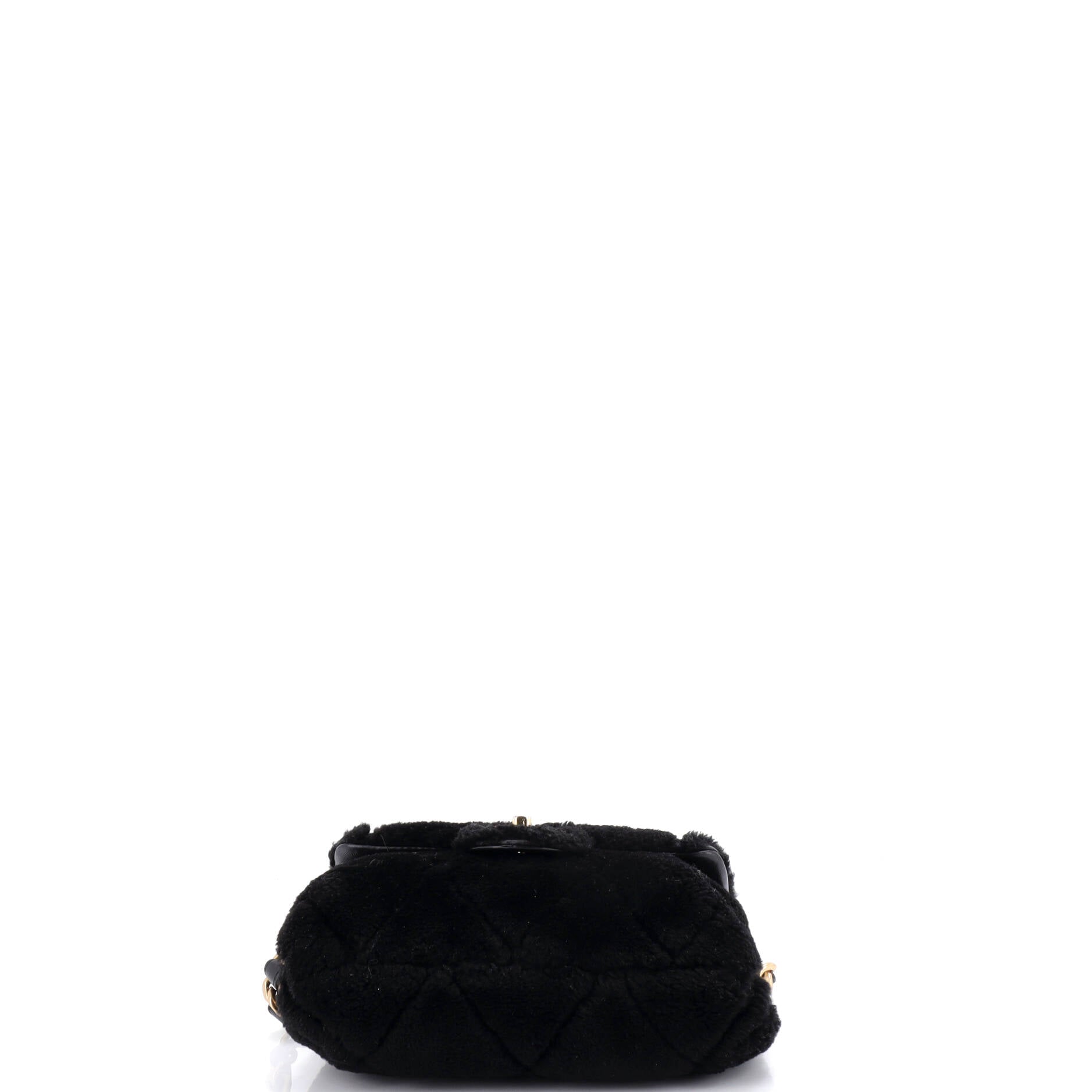 CC Bar Chain Handle Flap Bag Quilted Shearling Small