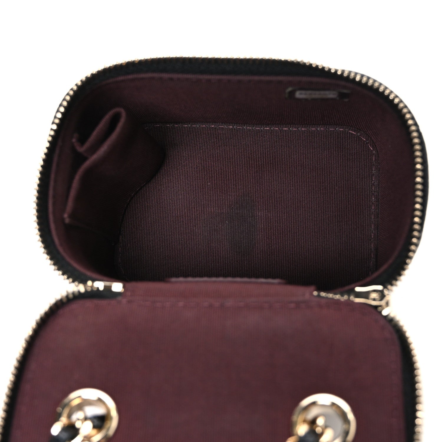 Caviar Quilted Mini Vanity Case With Chain Black