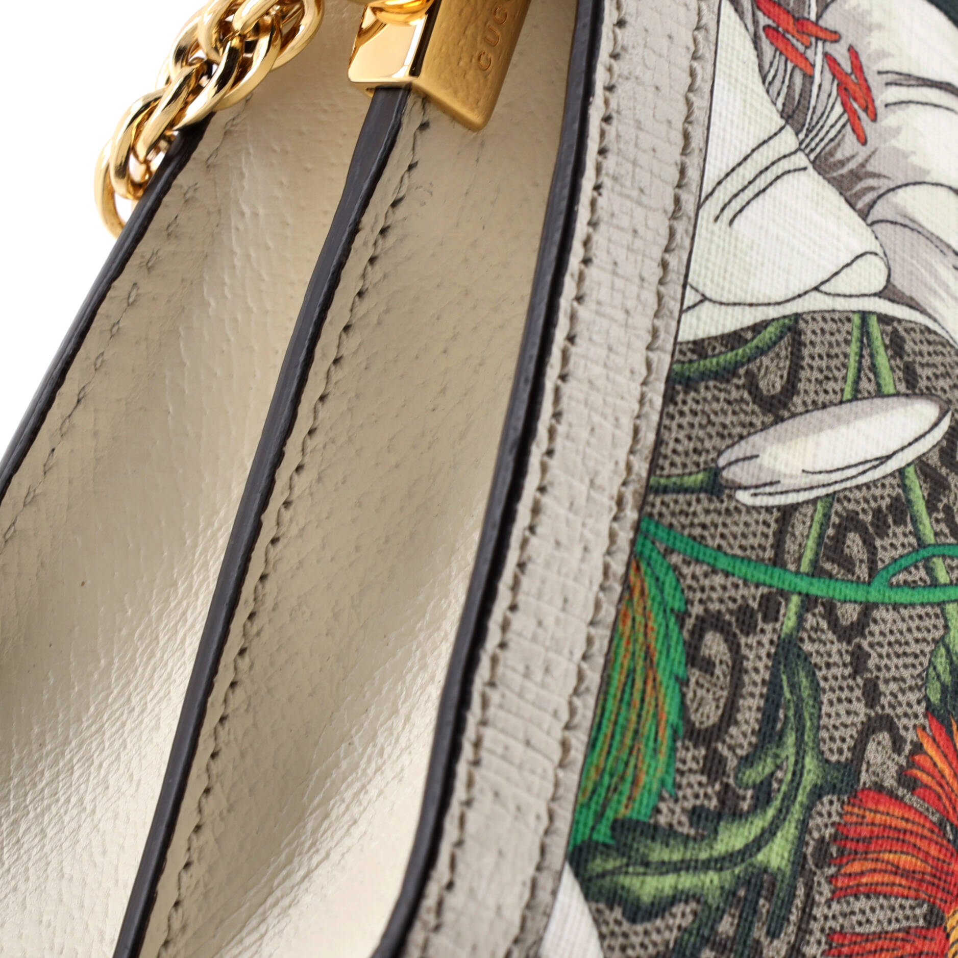 Ophidia Chain Shoulder Bag Flora GG Coated Canvas Small