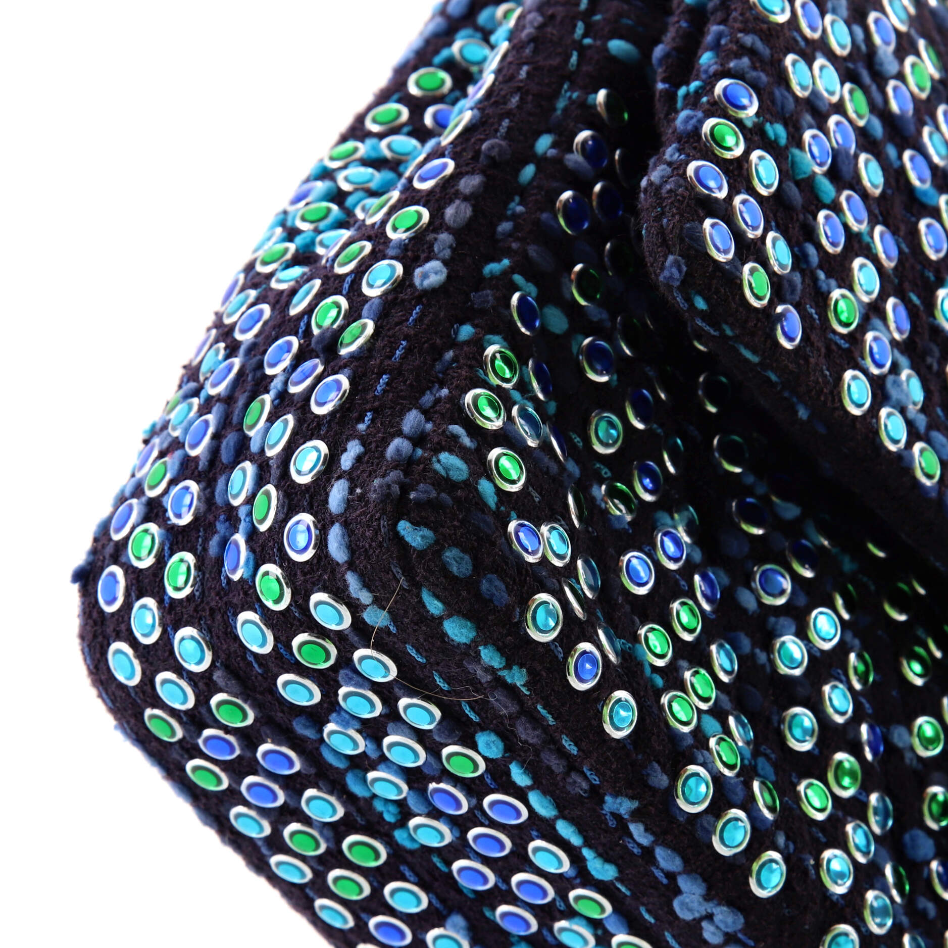 Classic Double Flap Bag Chevron Tweed and Rhinestones Medium