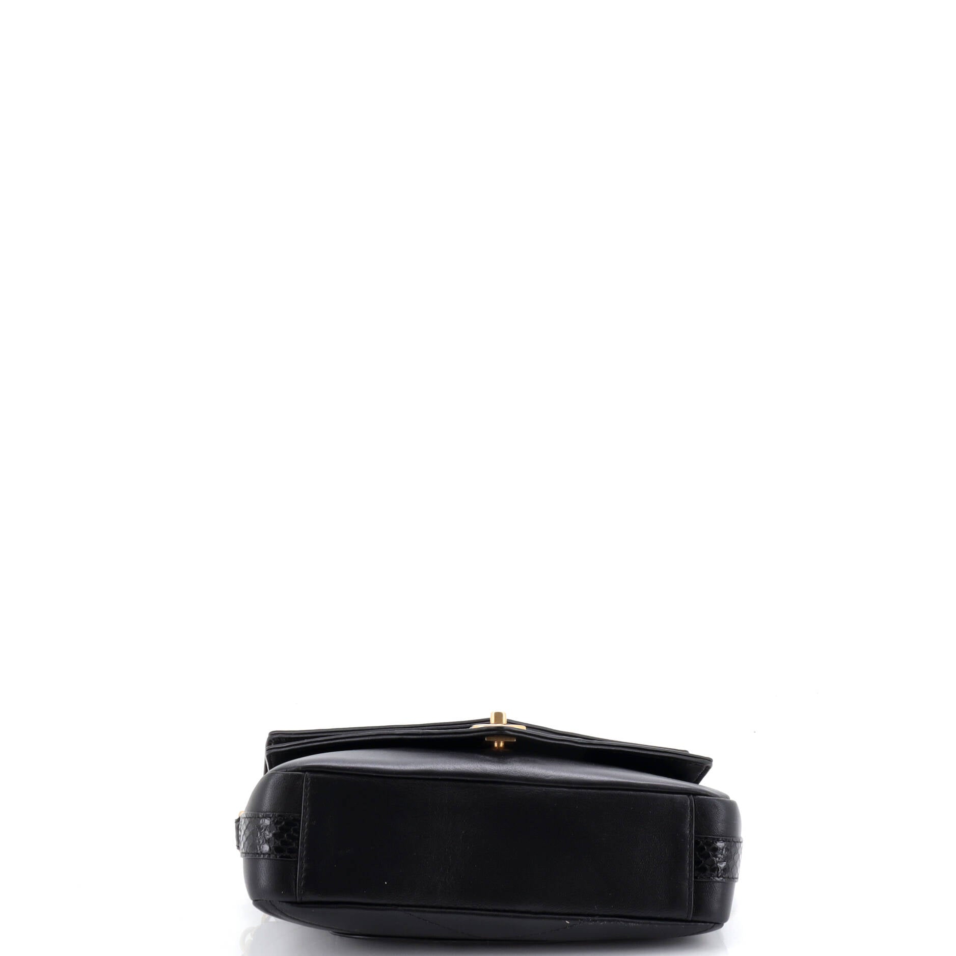 Elaphe Chain Double Flap Bag Chevron Calfskin with Snakeskin Mini