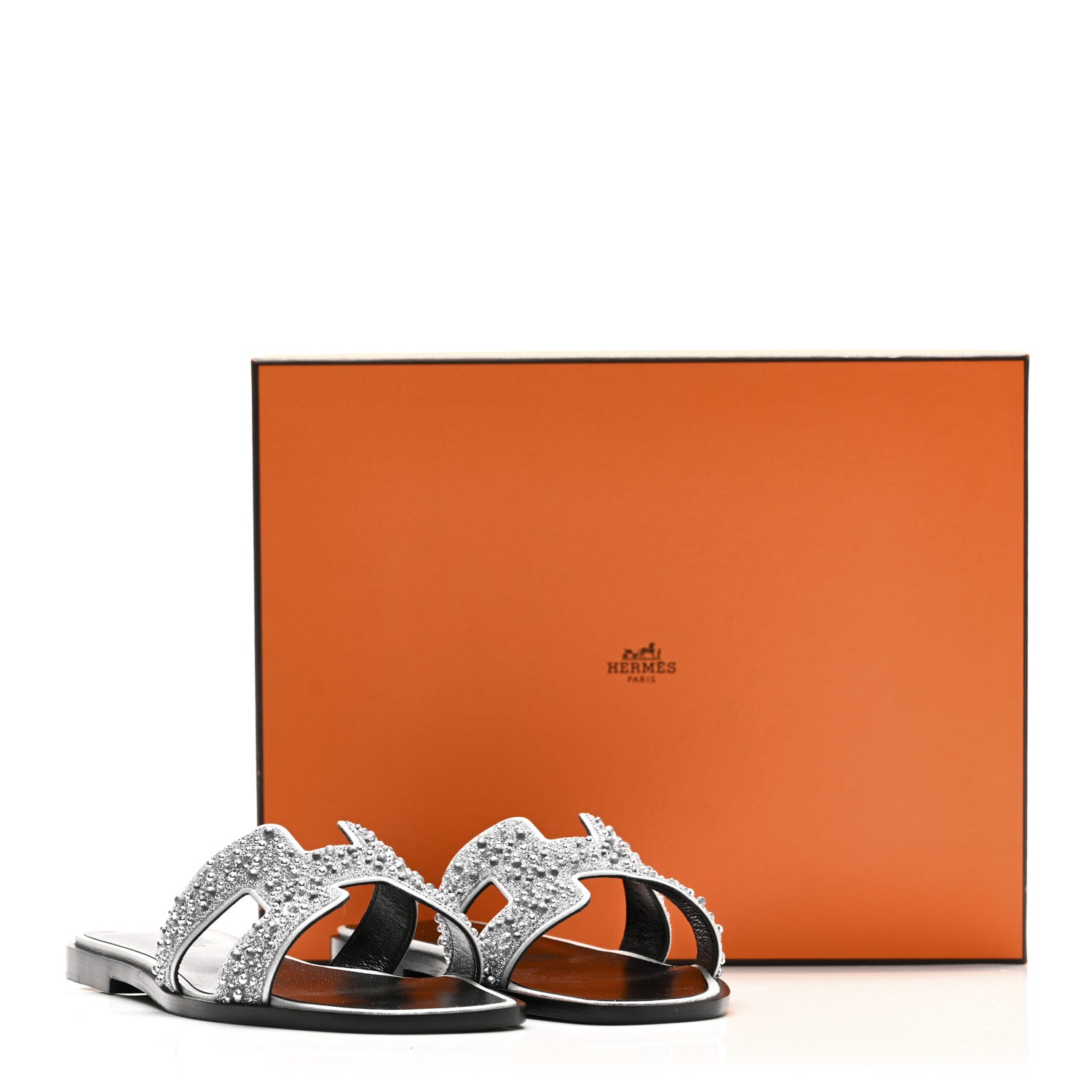 Velvet Goatskin Crystal Beads Oran Sandals 37 Gris Argente