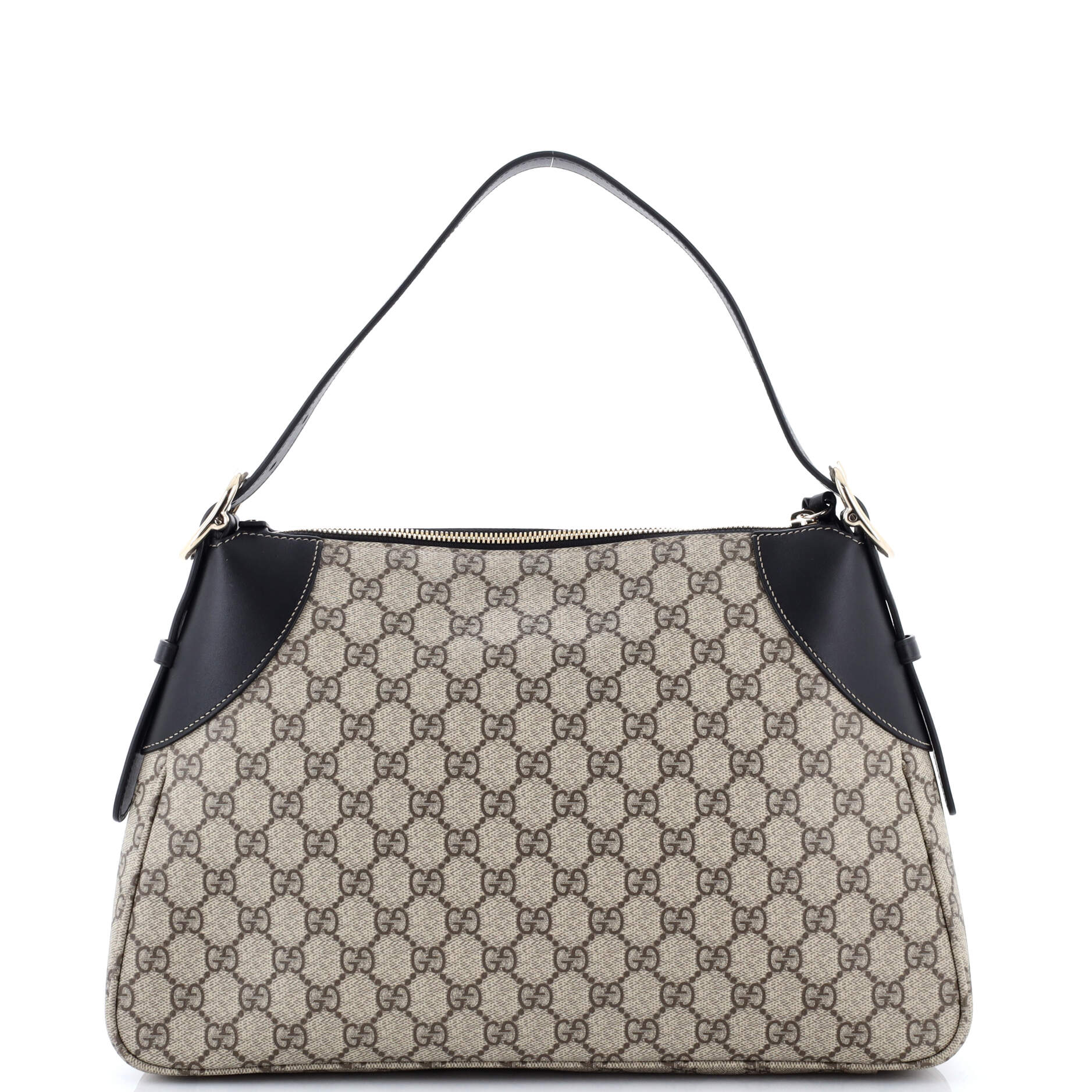 Emblem Shoulder Bag GG Coated Canvas with Leather Large