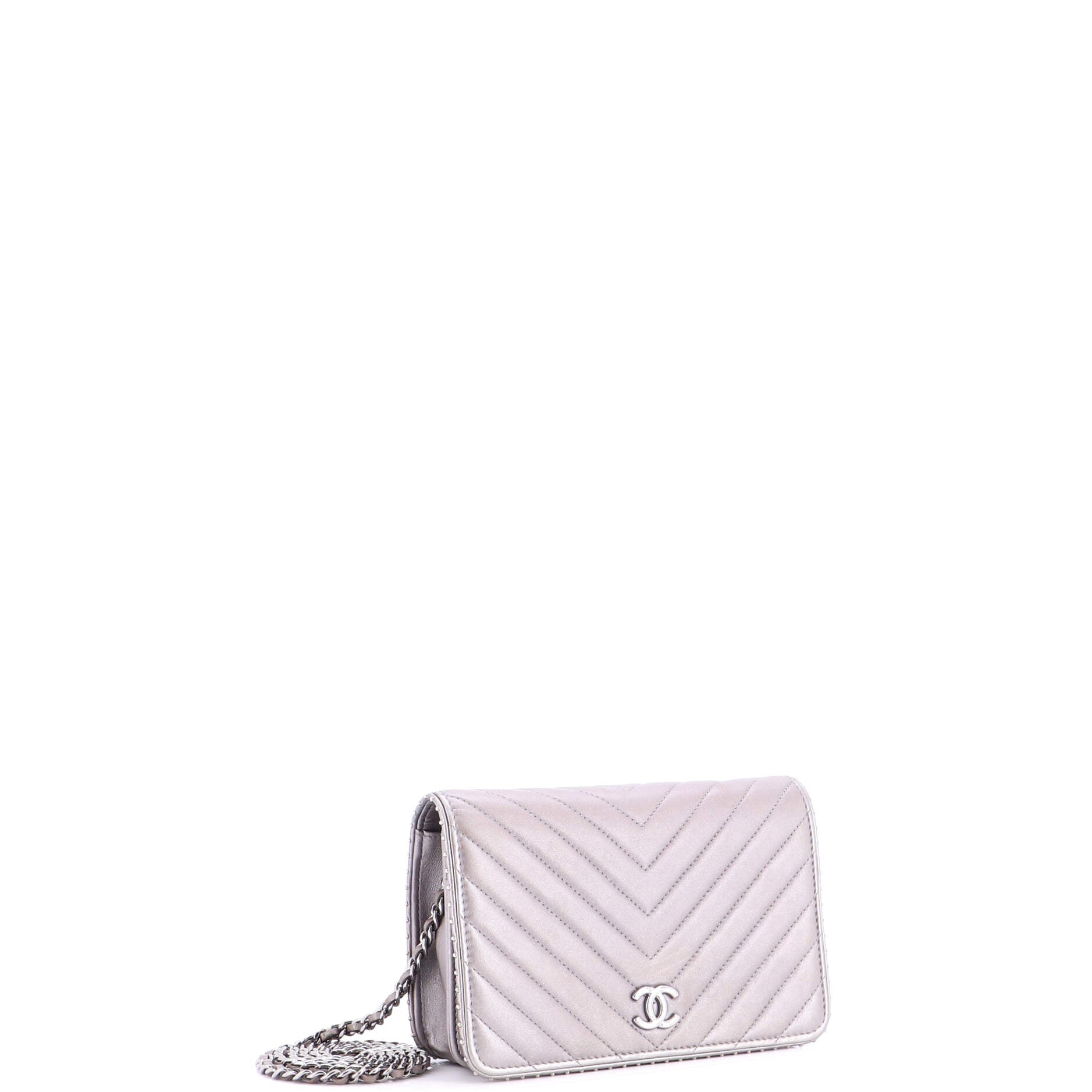 Wallet on Chain Chevron Lambskin with Studded Detail