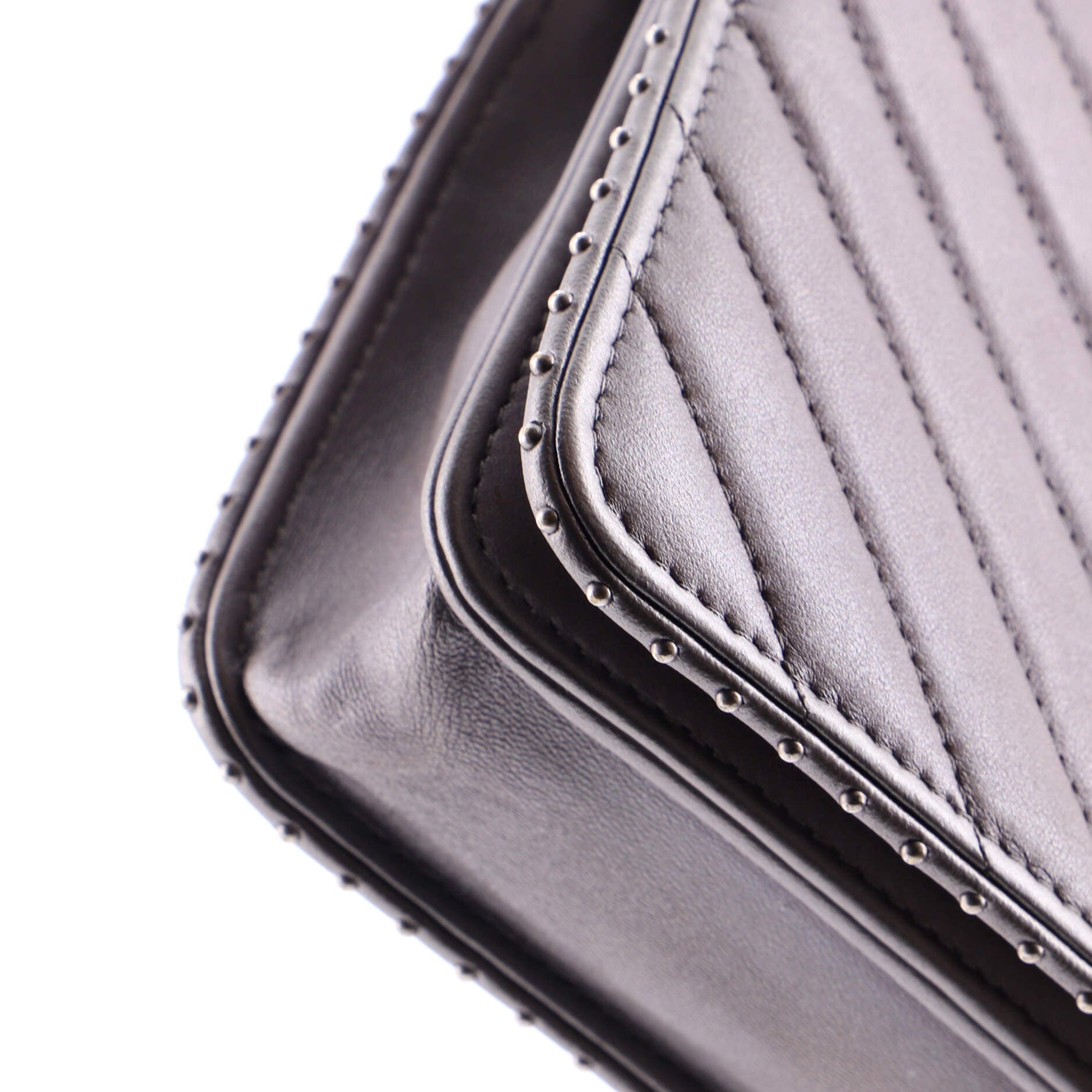 Wallet on Chain Chevron Lambskin with Studded Detail
