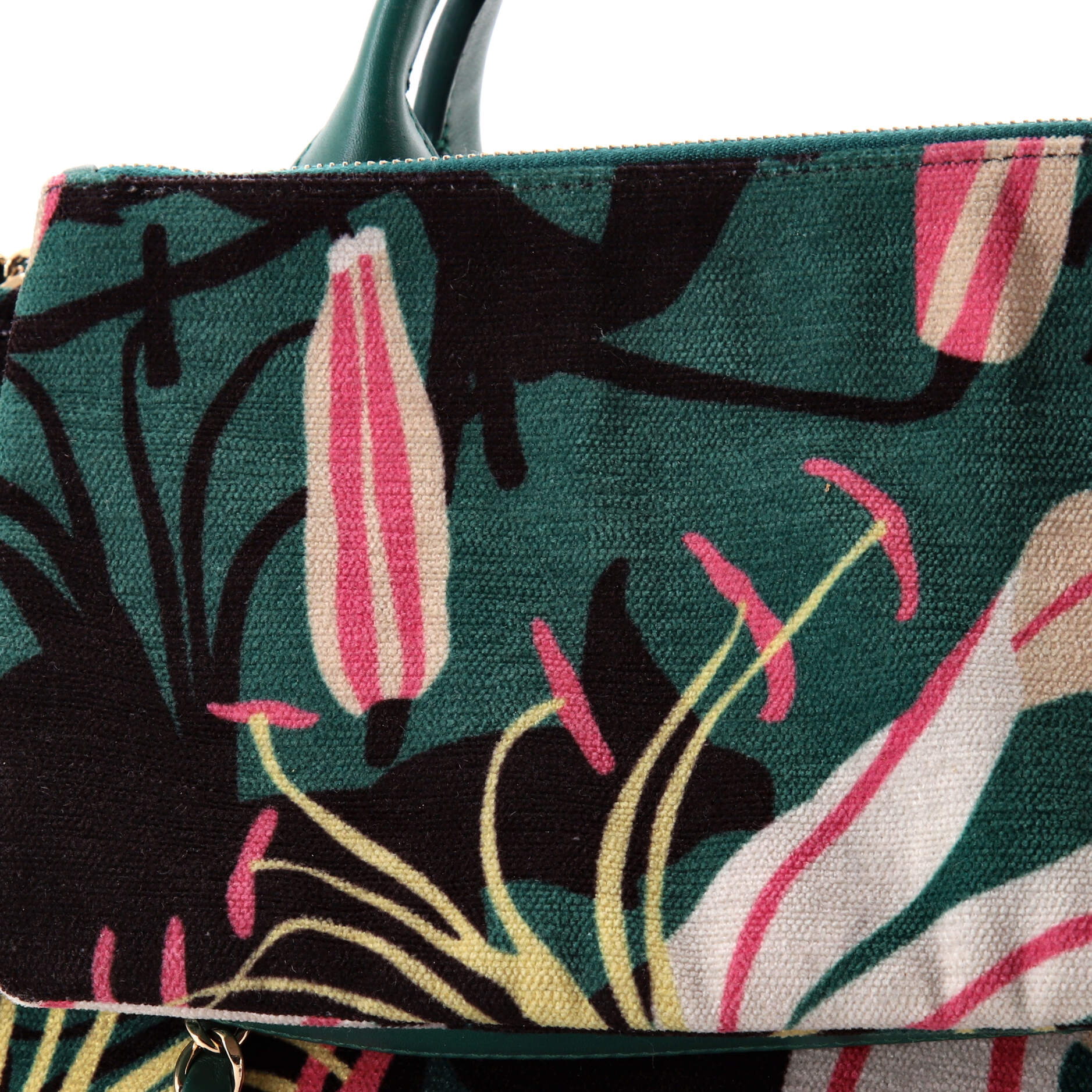 Deauville NM Tote Printed Velvet with Wooden Pearls Small