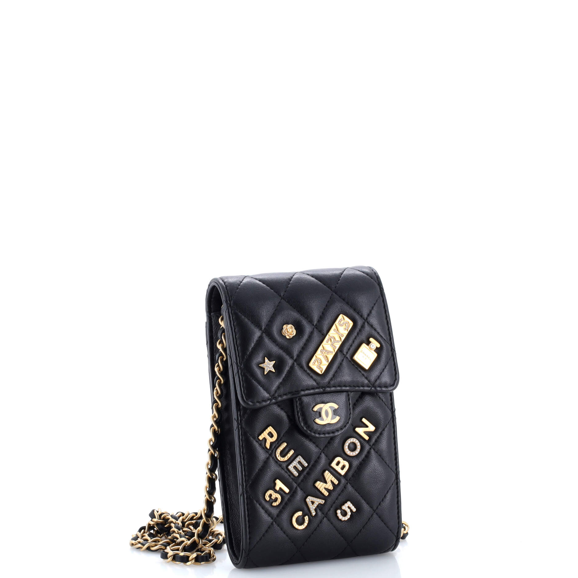 Lucky Charms Flap Phone Holder Crossbody Bag Quilted Lambskin
