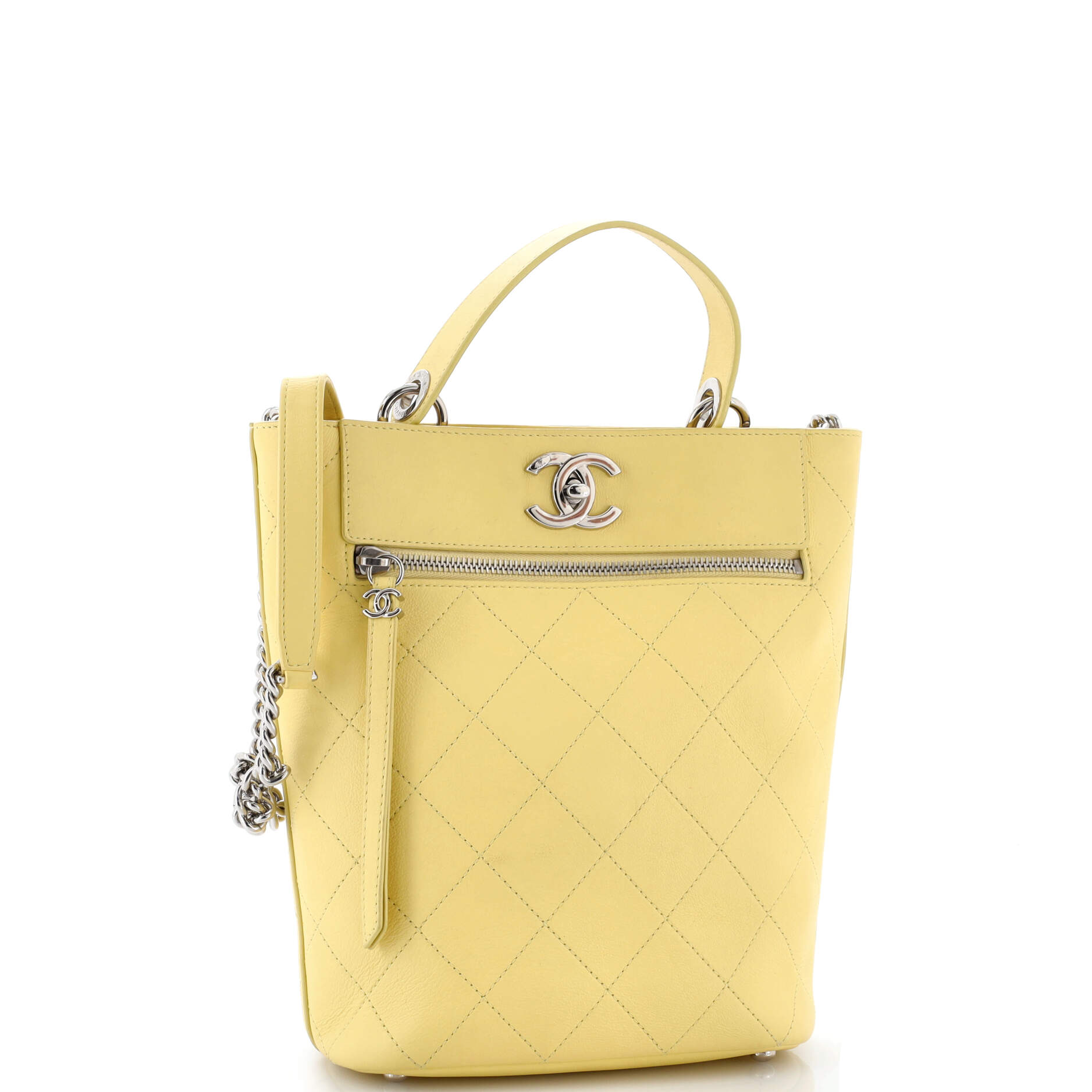 CC Top Handle Bucket Bag Stitched Calfskin Small