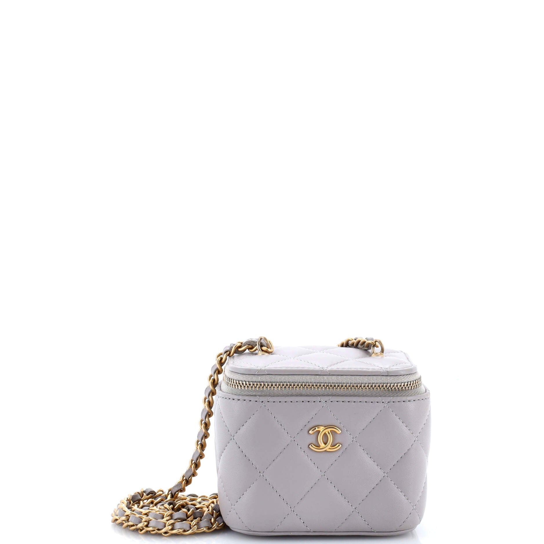 Pearl Crush Vanity Case with Chain Quilted Lambskin Mini