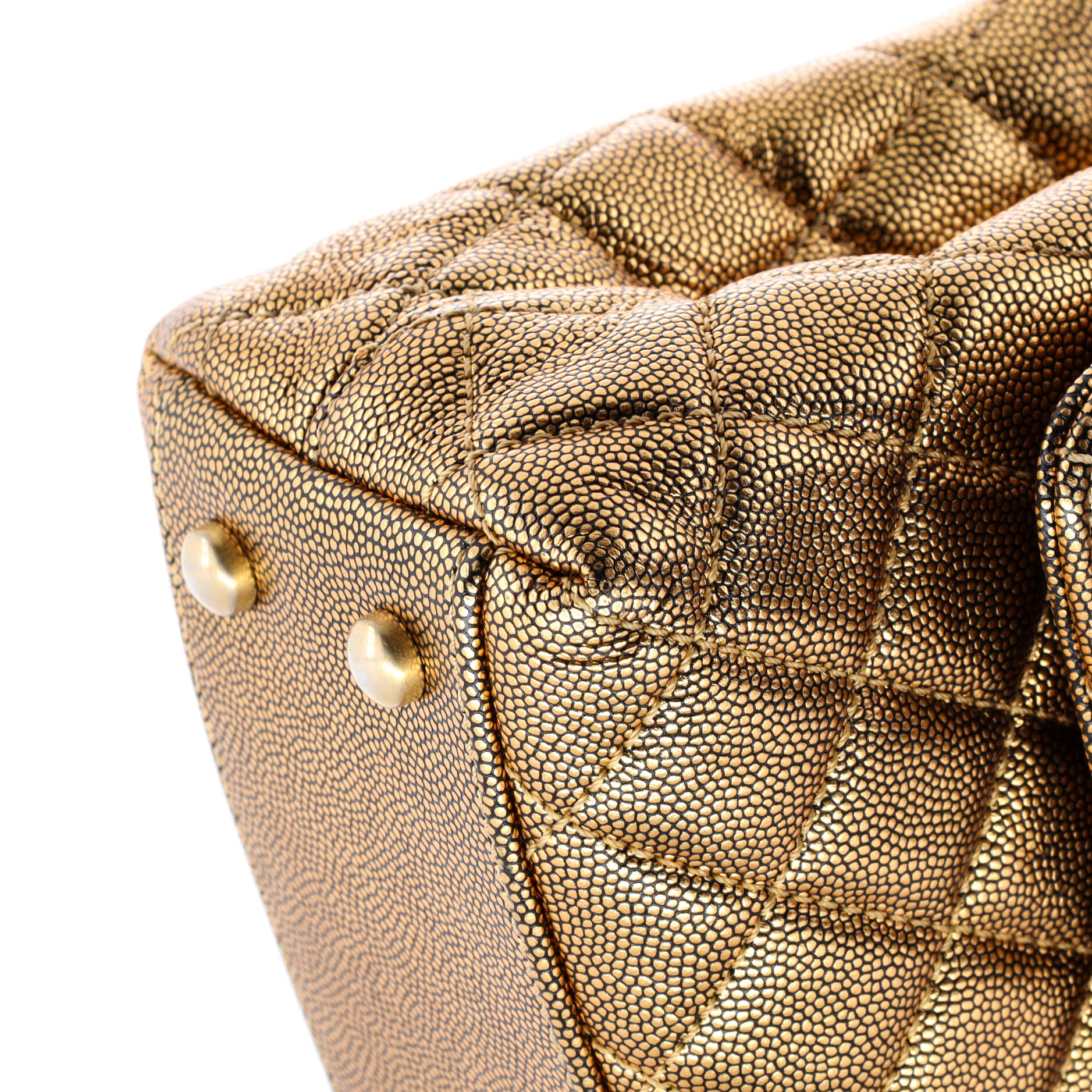 Coco Top Handle Bag Quilted Iridescent Caviar Mini