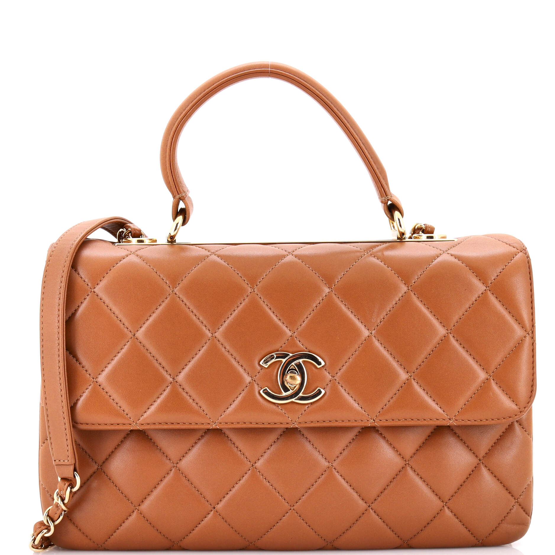 Trendy CC Top Handle Bag Quilted Lambskin Medium