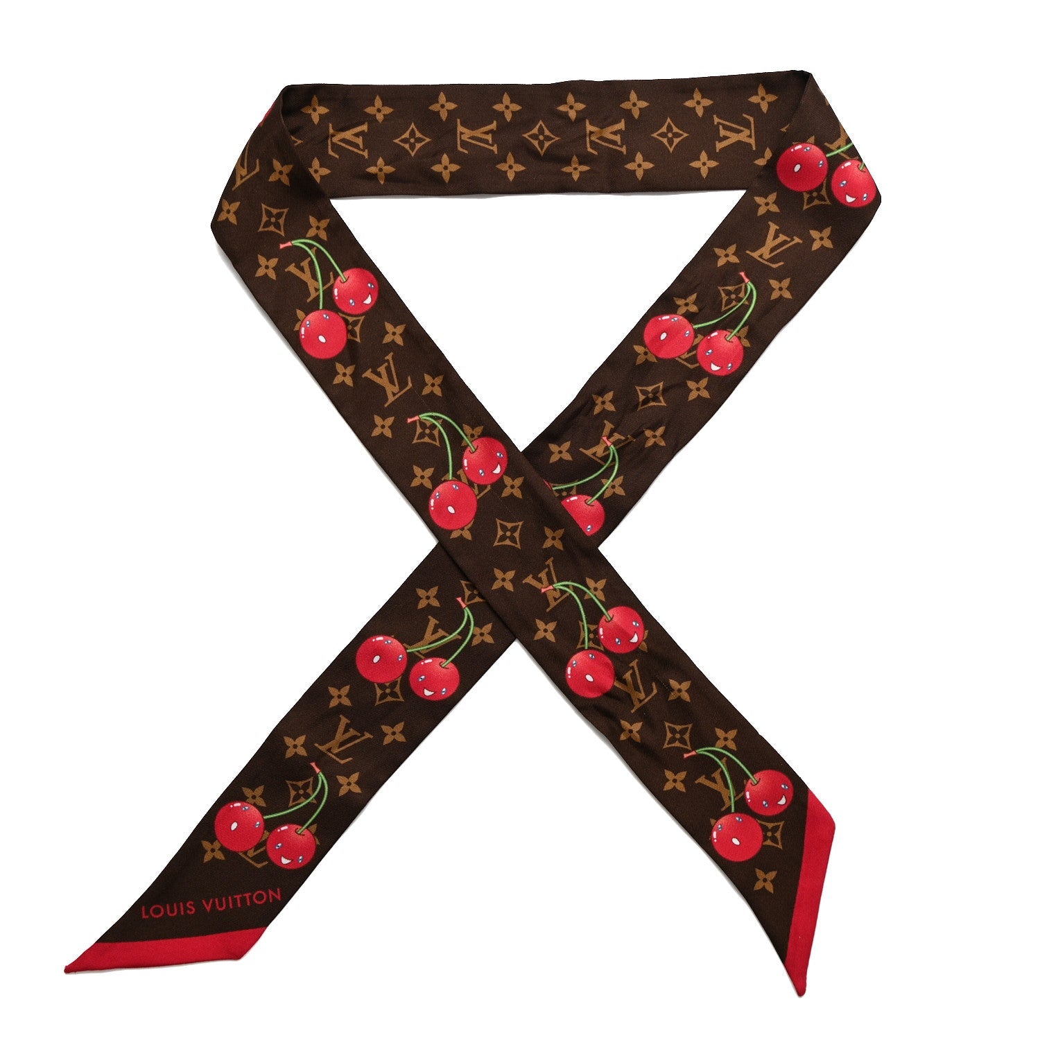 LV X TM Silk Monogram Cerises Bandeau Brown