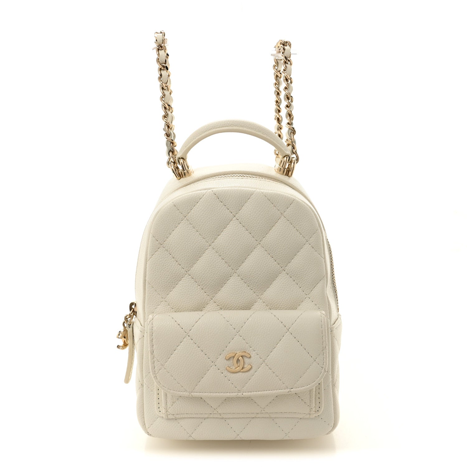 Caviar Quilted CC Mini Classic Backpack White
