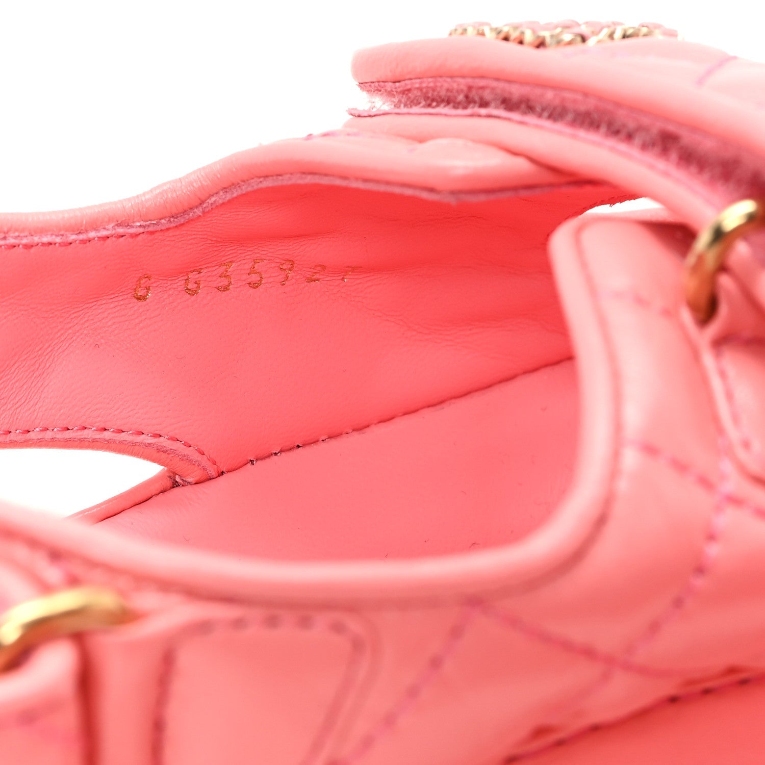 Lambskin Quilted Velcro Dad Chain CC Sandals 40 Pink