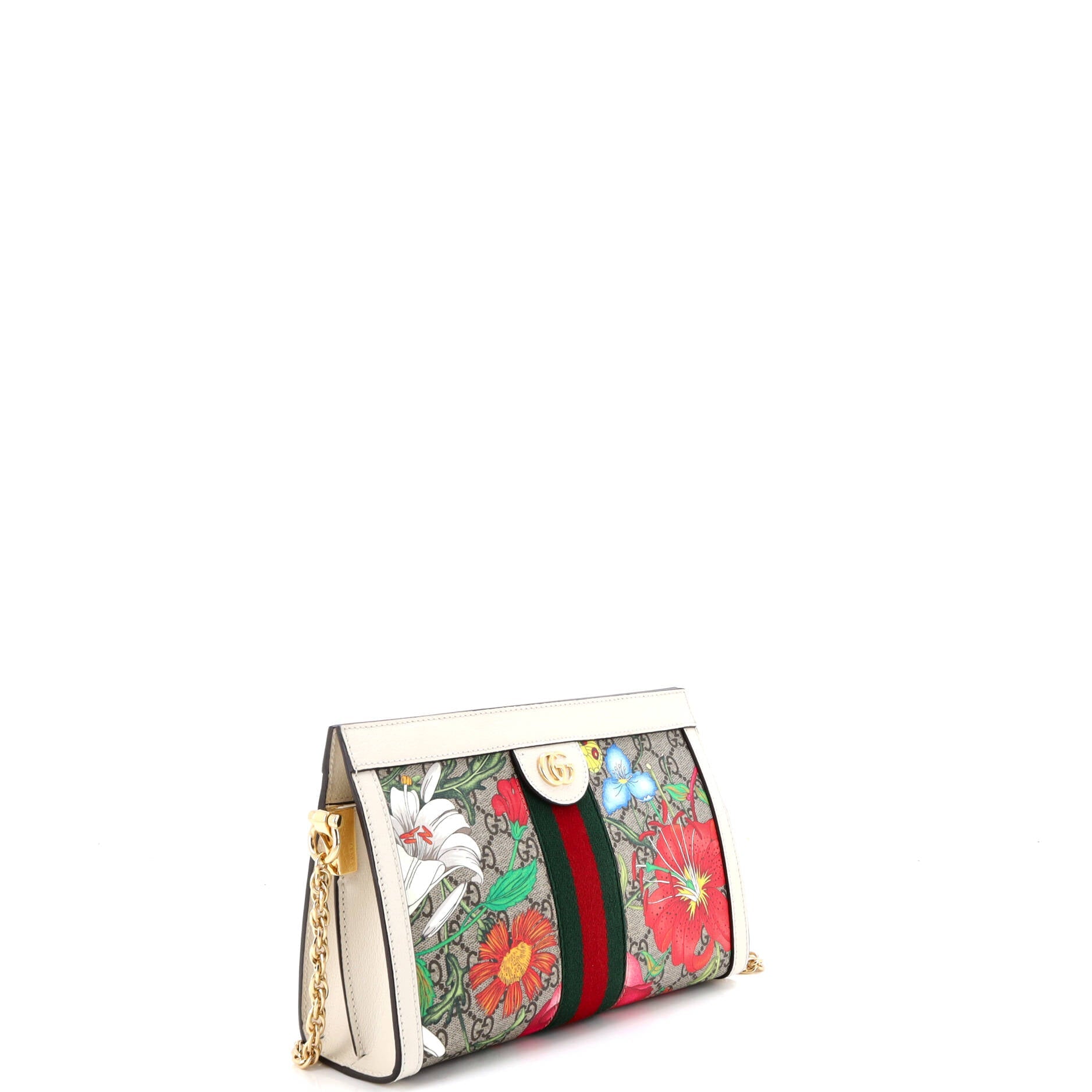 Ophidia Chain Shoulder Bag Flora GG Coated Canvas Small
