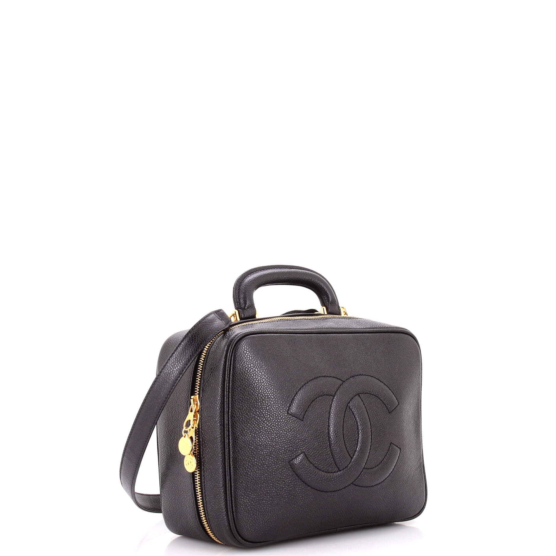 Vintage Timeless Zip Around Vanity Case Caviar Small