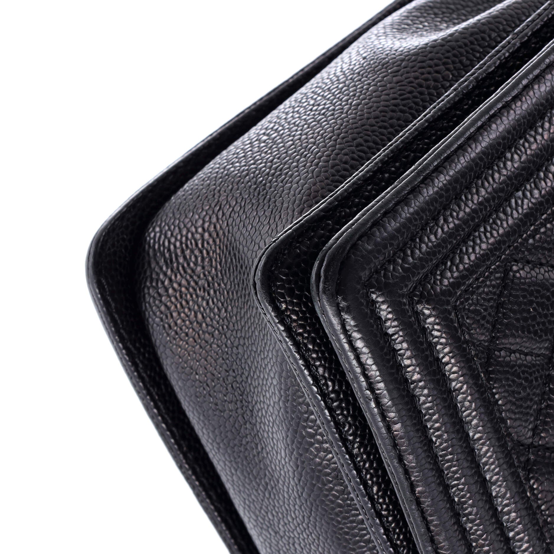 Boy Flap Bag Quilted Caviar Large
