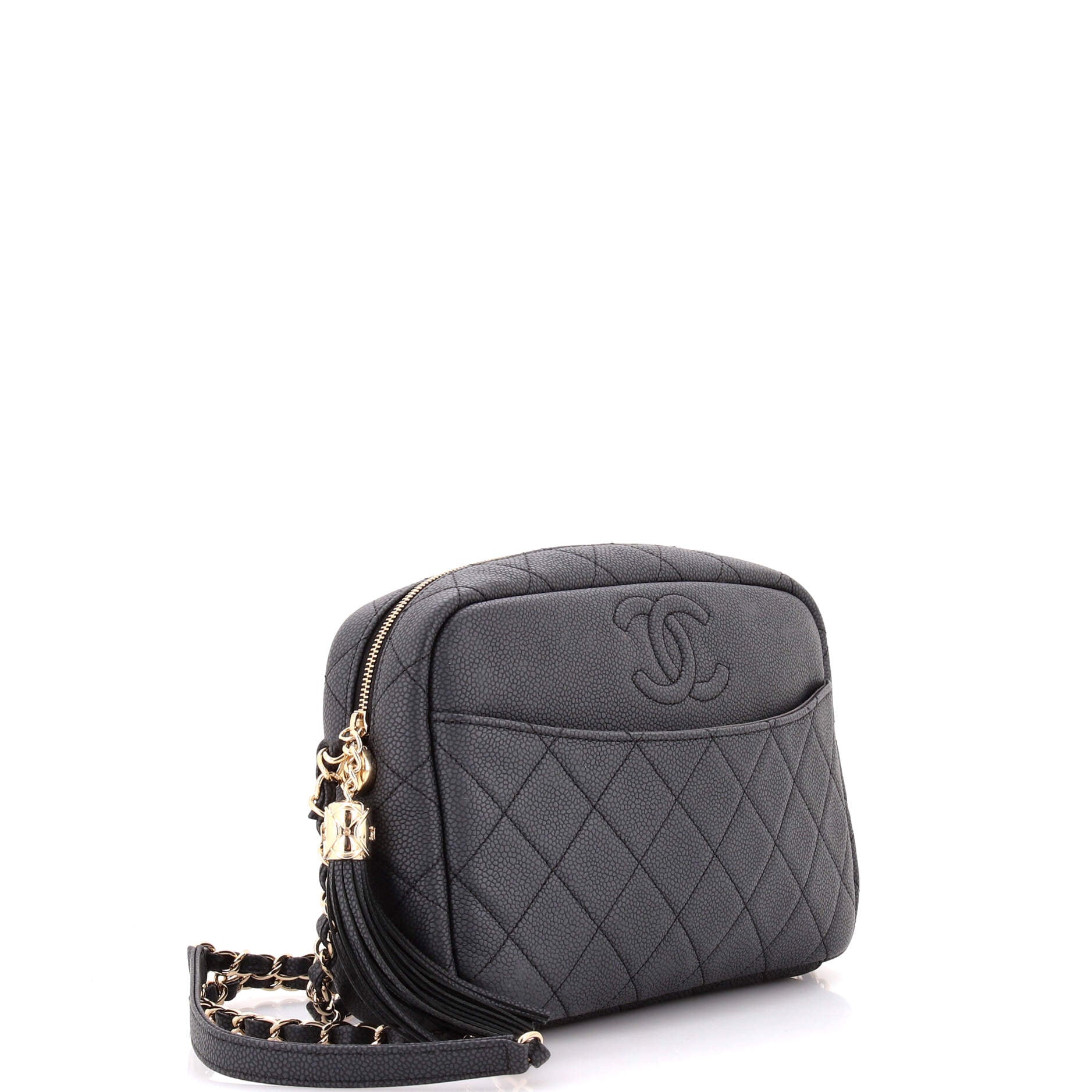 Coco Tassel Camera Case Quilted Caviar Large