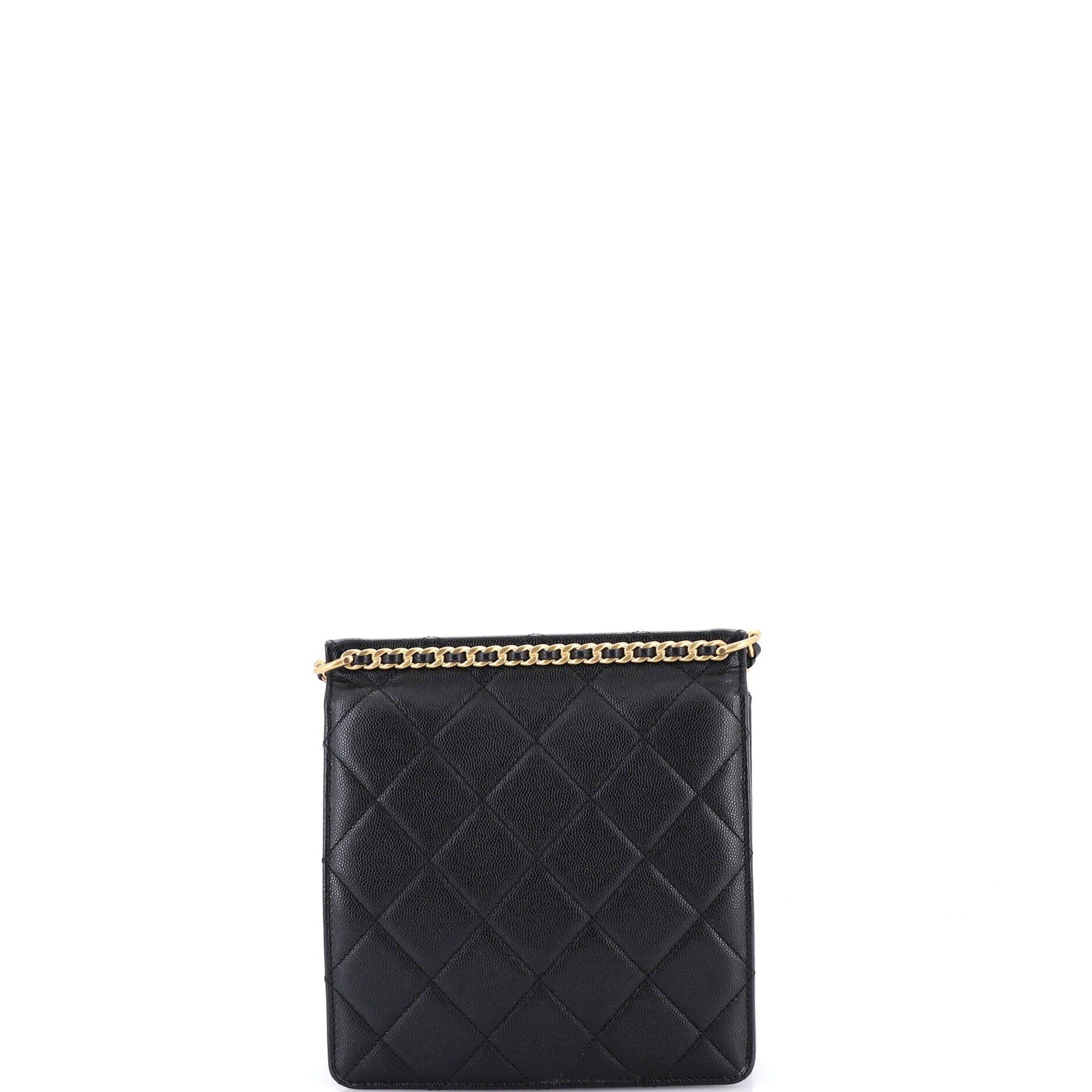 Top Chain CC Square Crossbody Quilted Caviar Small