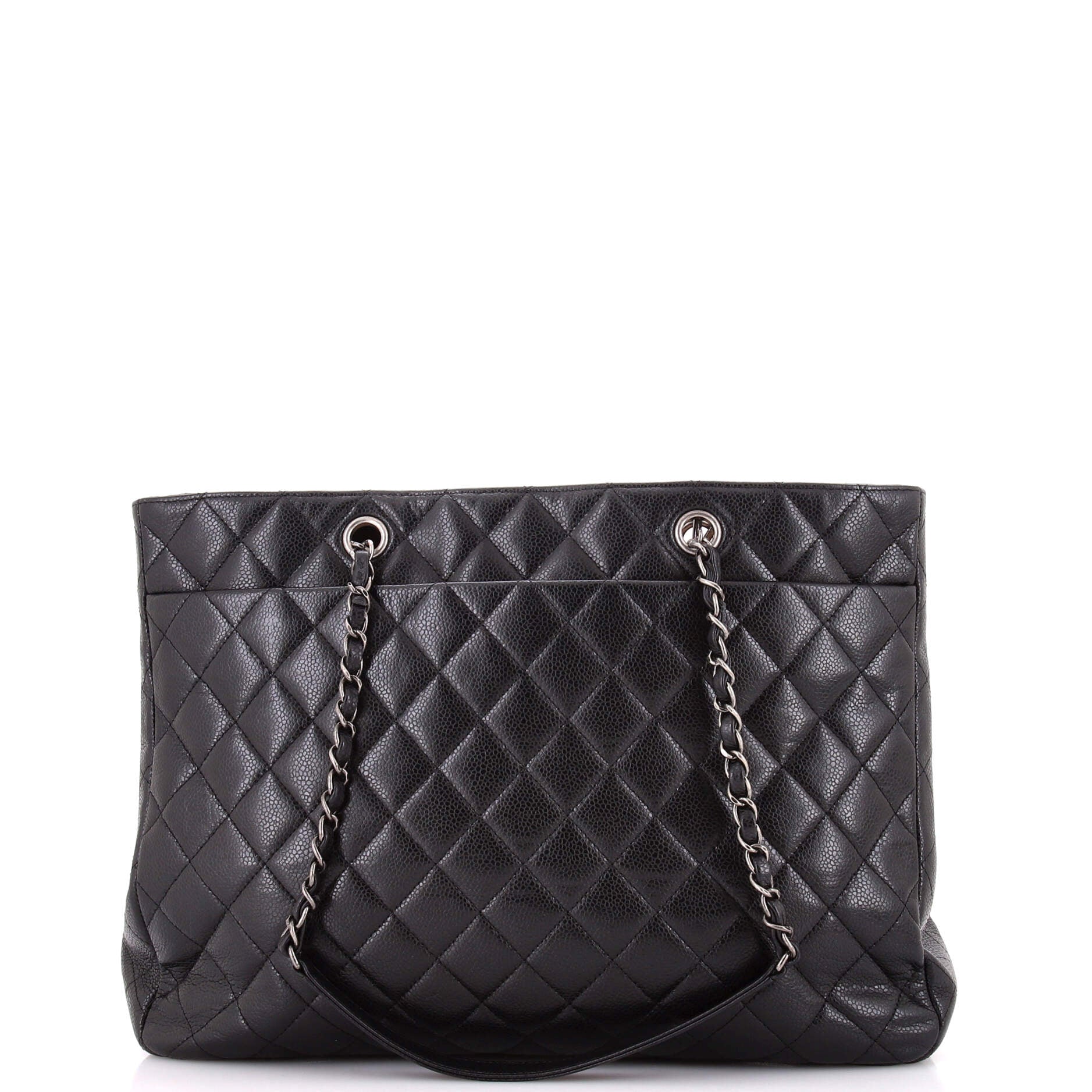 Classic CC Shopping Tote Quilted Caviar Large