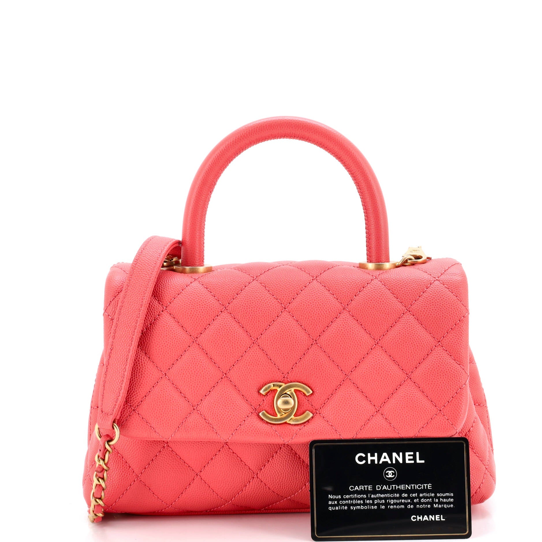 Coco Top Handle Bag Quilted Caviar Mini