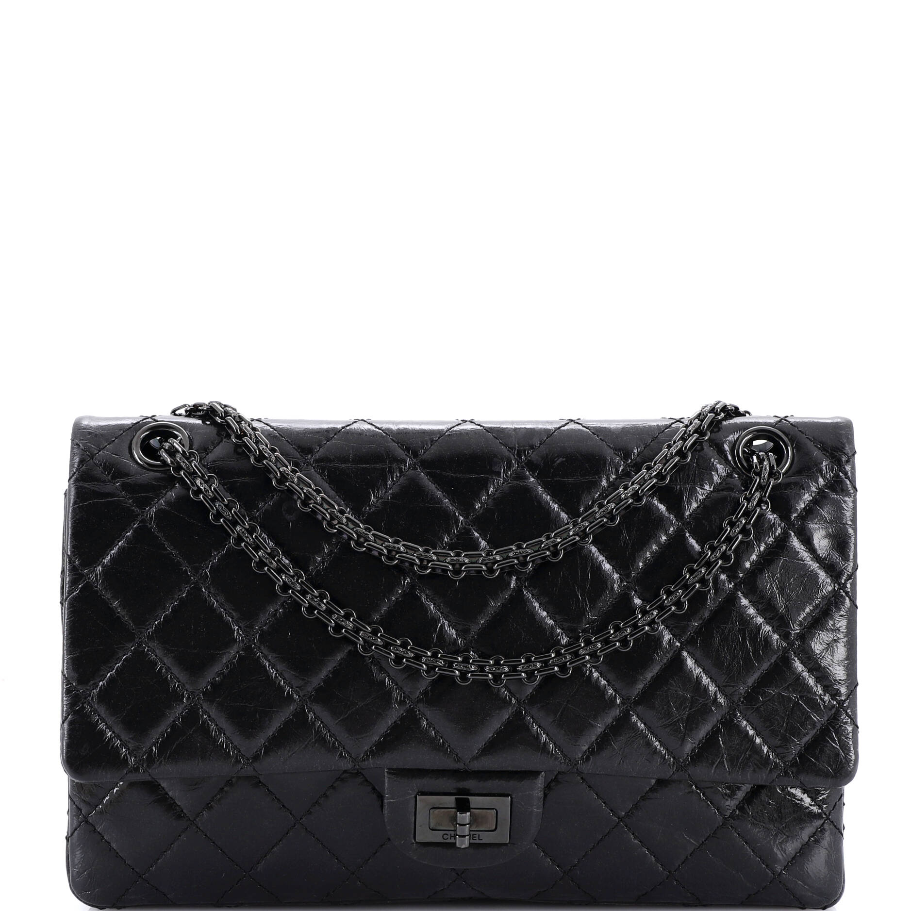 So Black Reissue 2.55 Flap Bag Quilted Glazed Calfskin 226