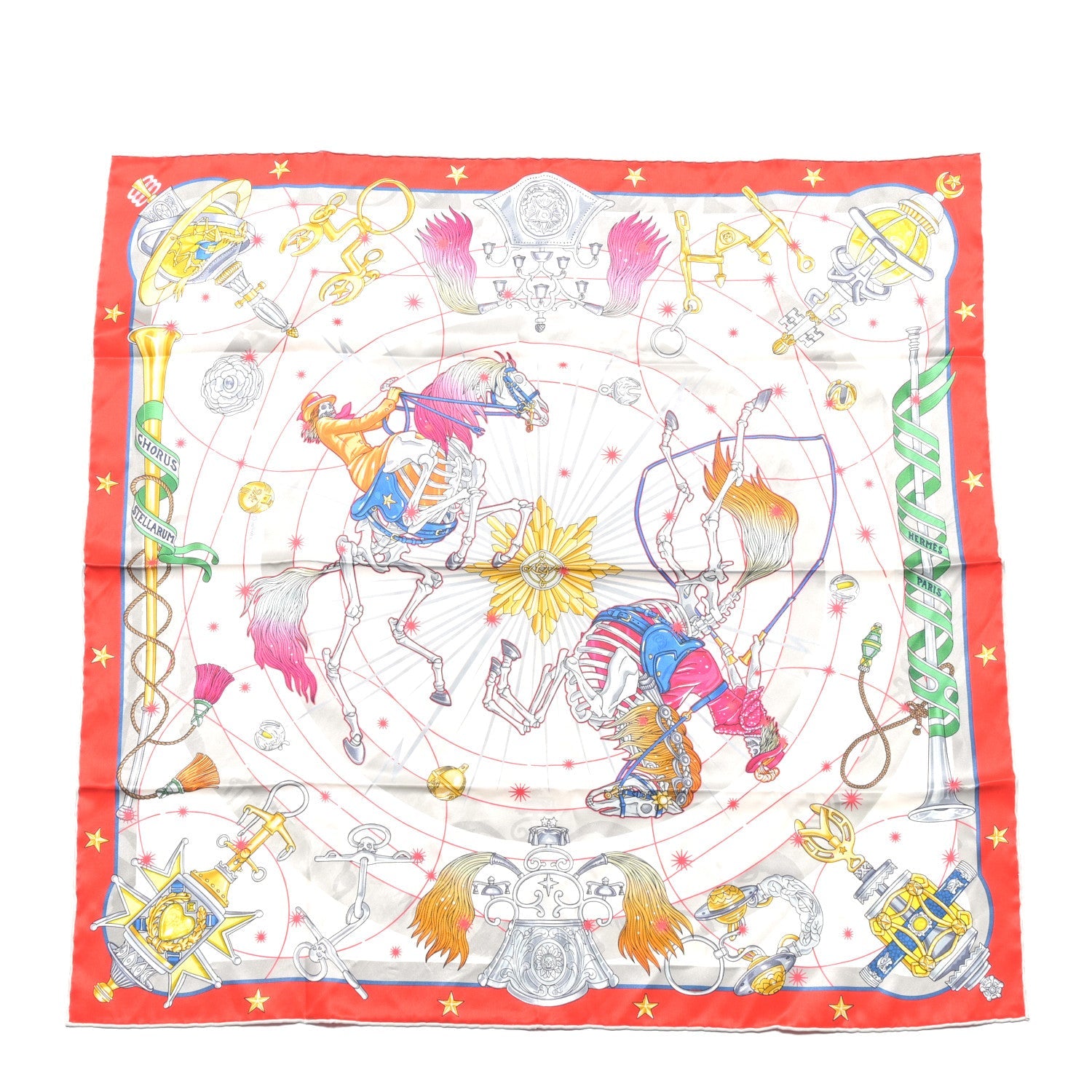Silk Chorus Stellarum Scarf 70 Rouge White Multicolor