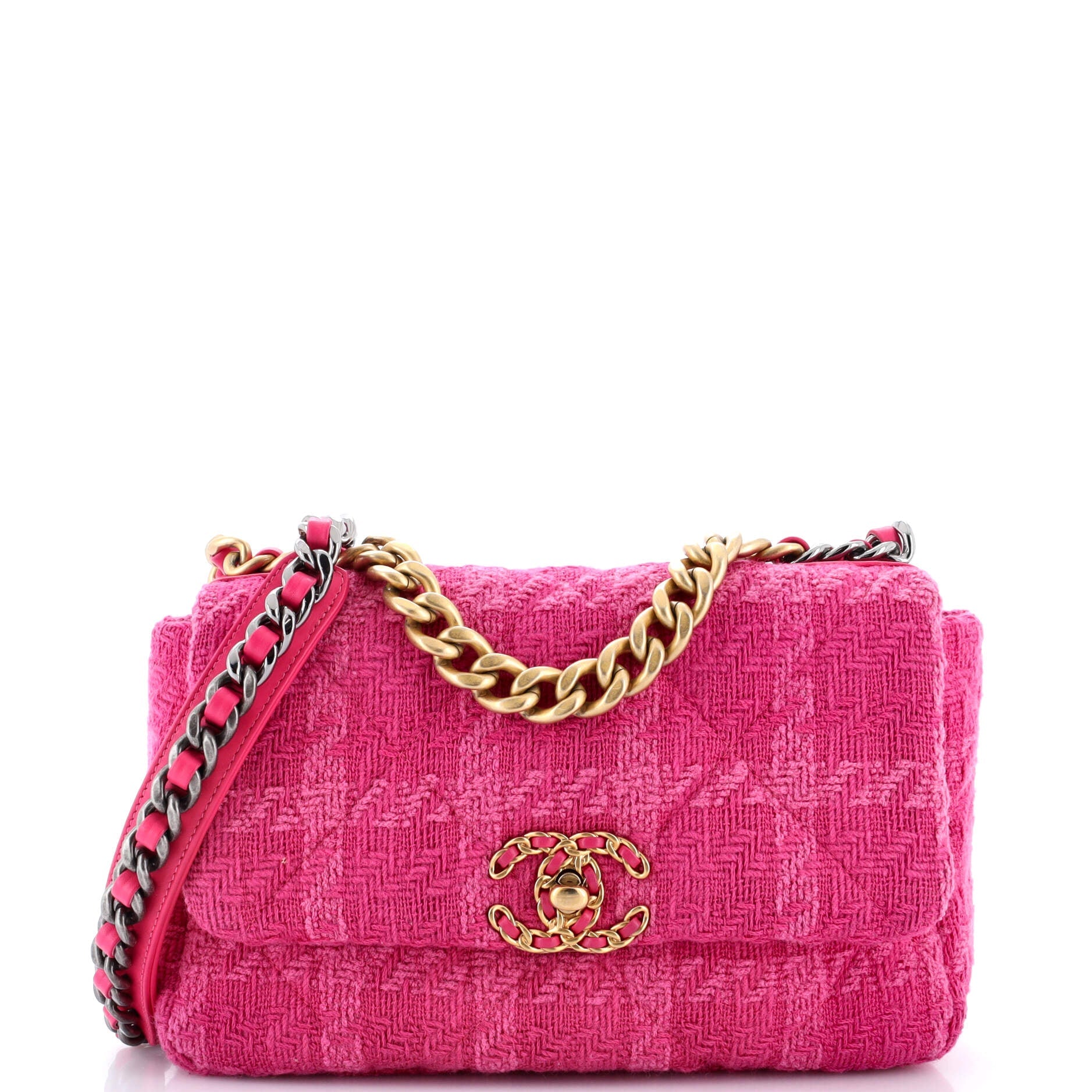 19 Flap Bag Quilted Tweed Medium