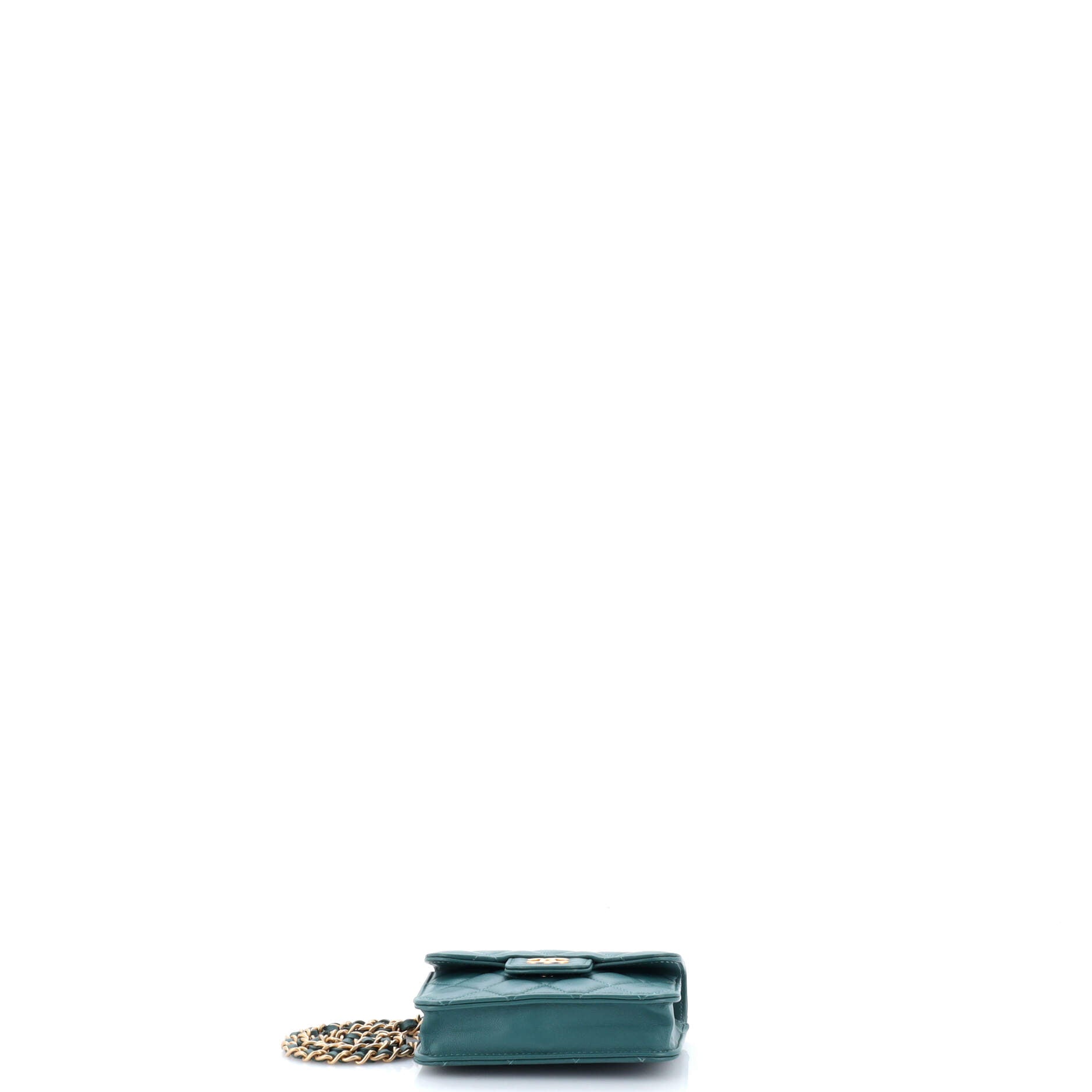 Top Handle Flap Coin Purse with Chain Quilted Lambskin
