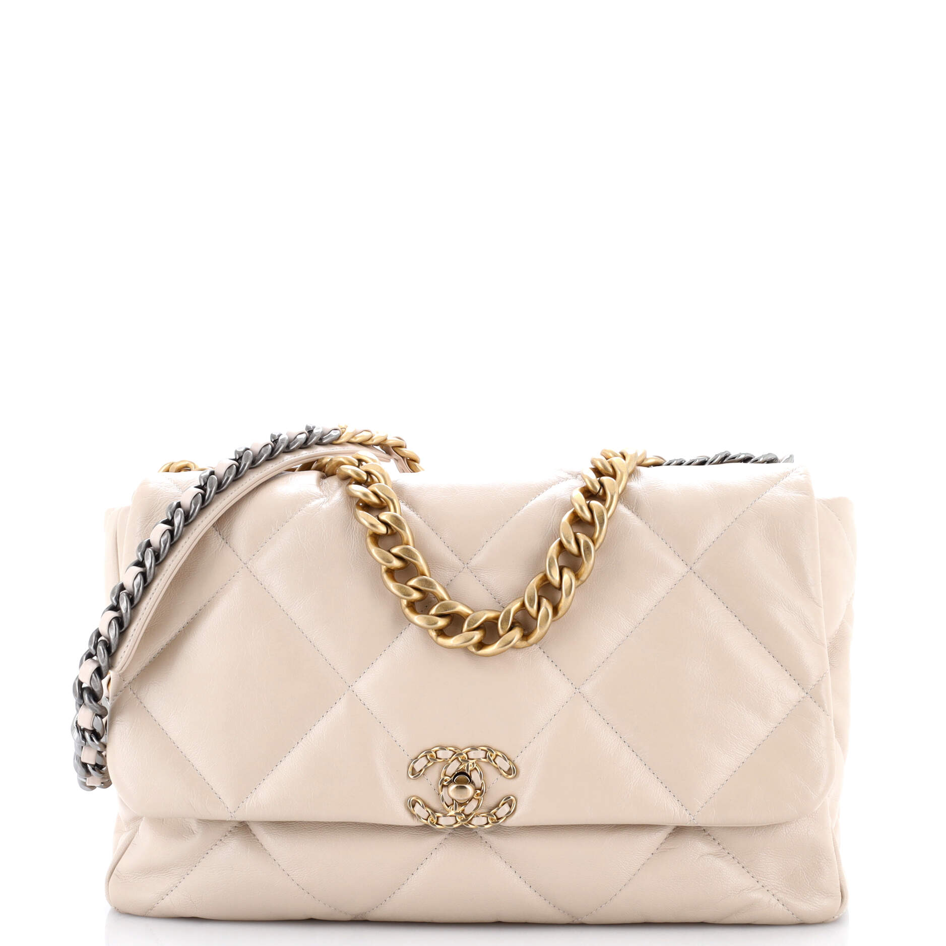 19 Flap Bag Quilted Leather Maxi