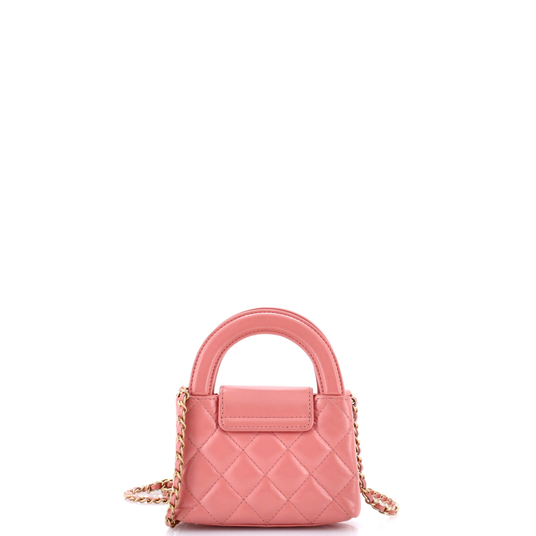 Kelly Top Handle Shopping Bag Quilted Shiny Aged Calfskin Nano