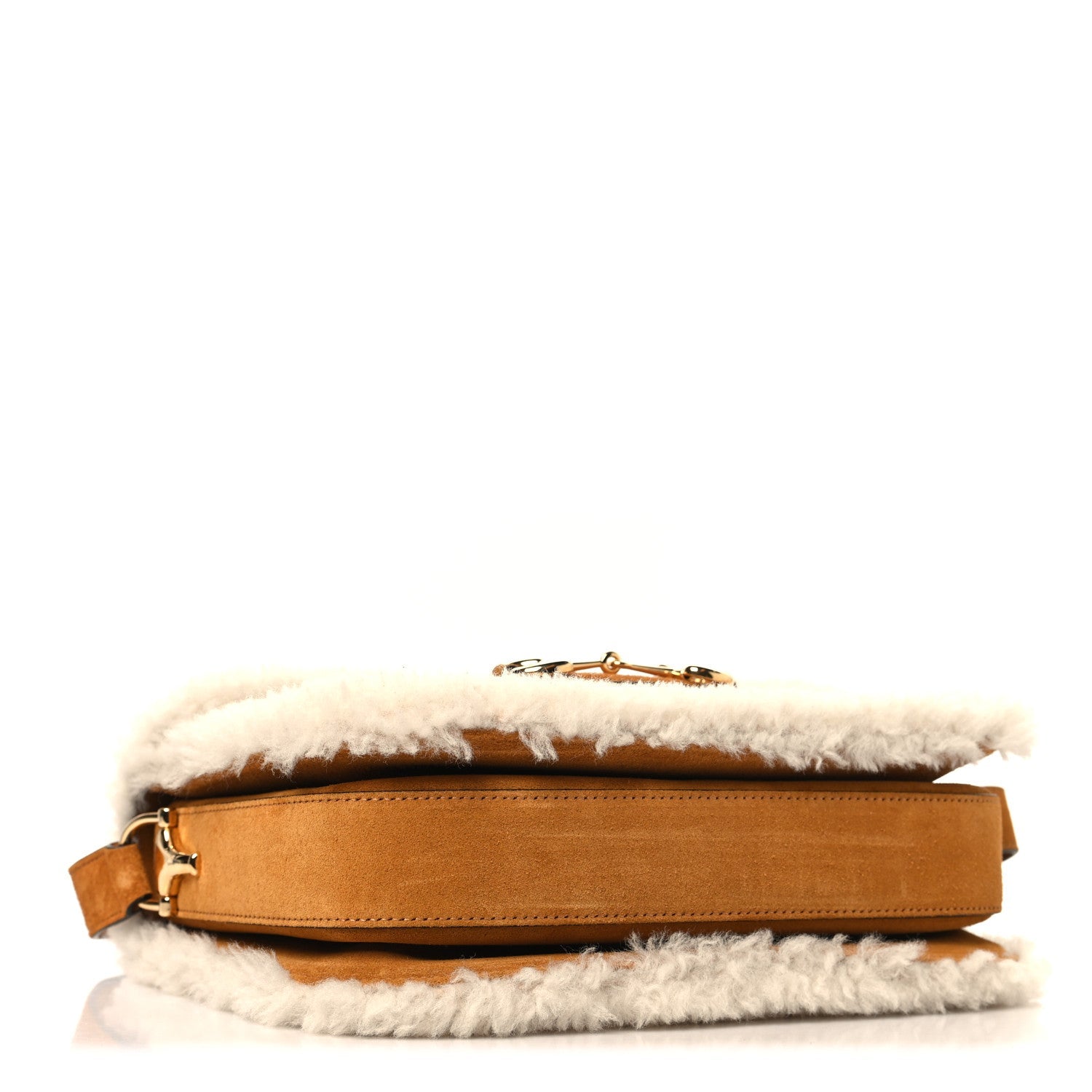 Suede Shearling Horsebit 1955 Shoulder Bag Brown