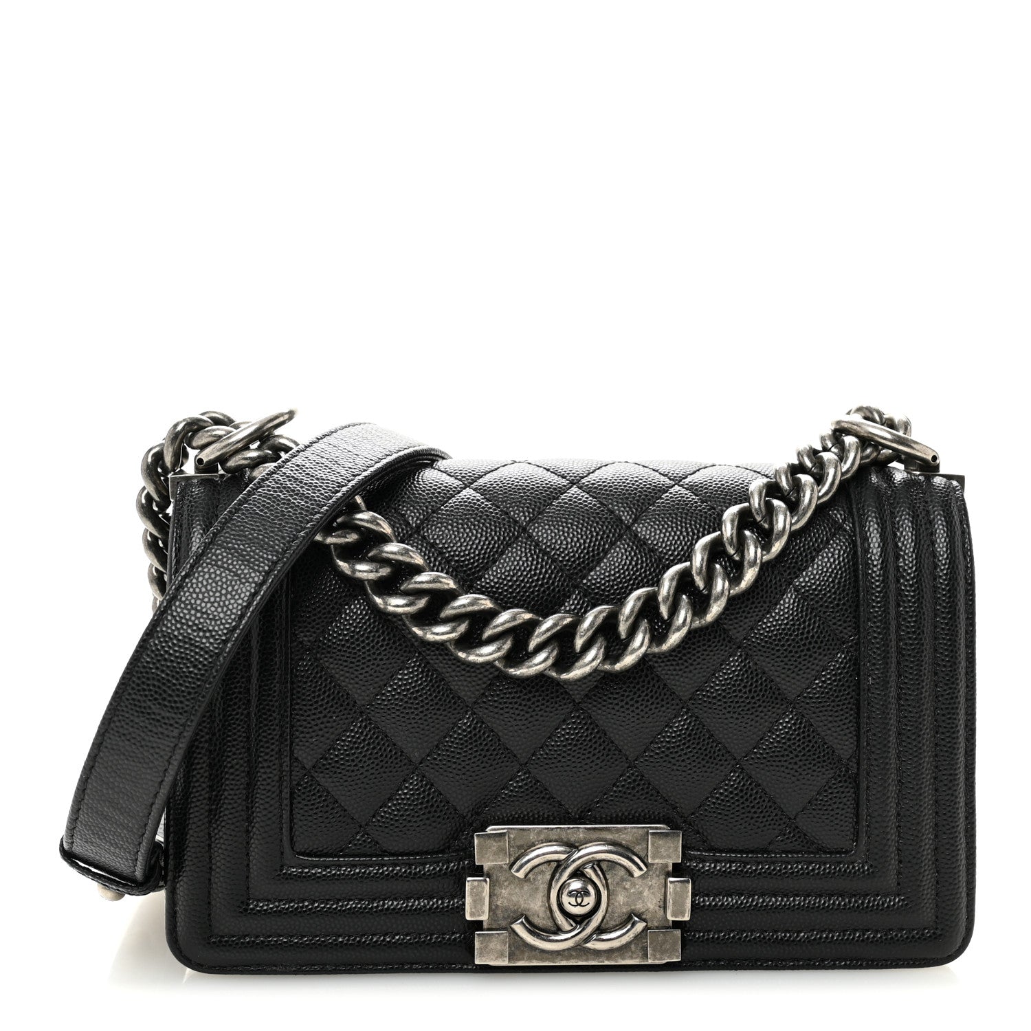 Caviar Quilted Small Boy Flap Black