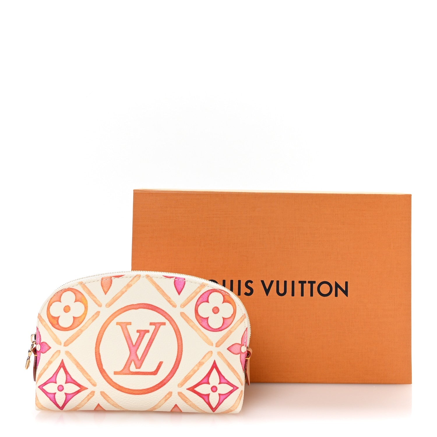 Monogram Tiles By The Pool Cosmetic Pouch Coral