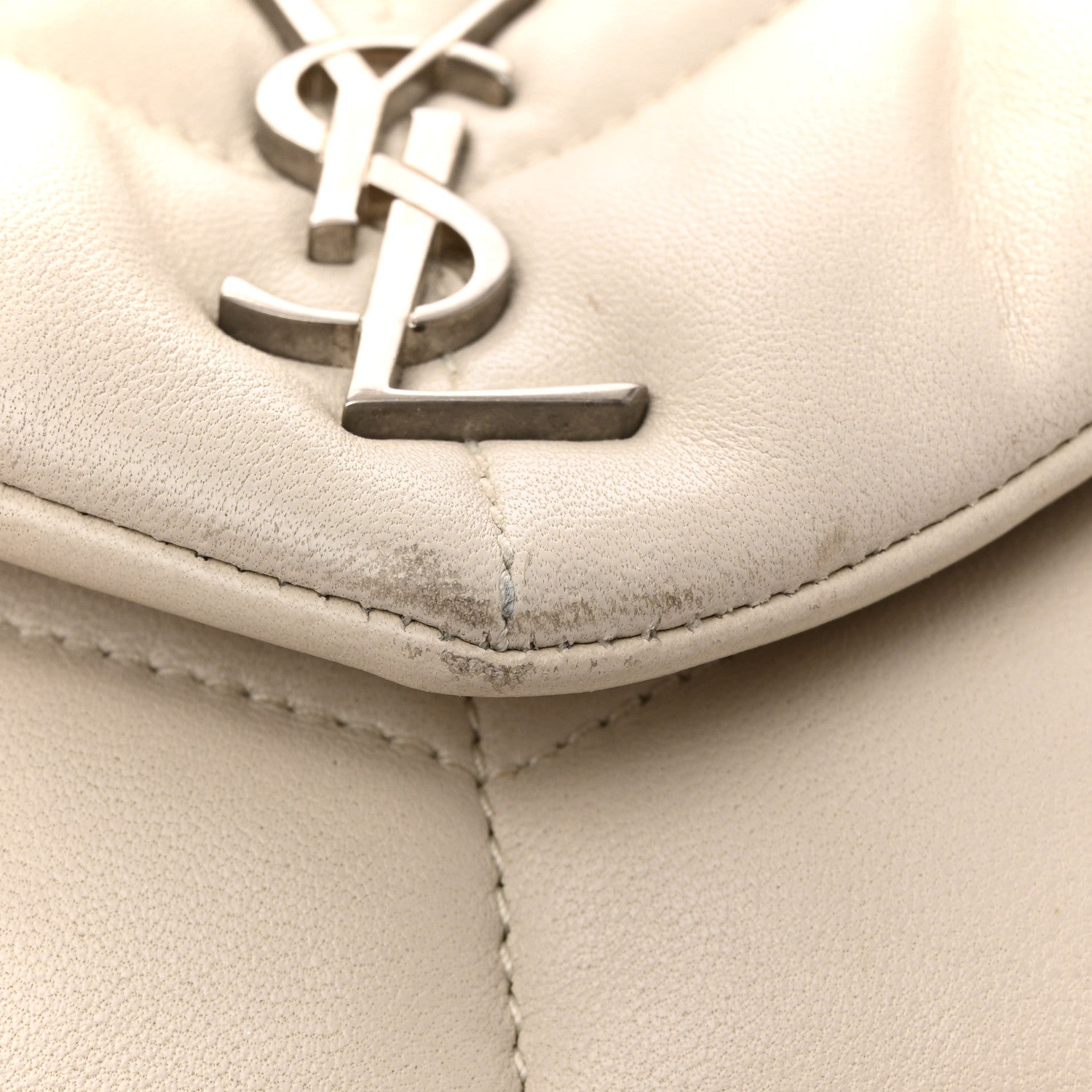 Lambskin Quilted Toy Loulou Puffer Monogram Chain Satchel Crema Soft
