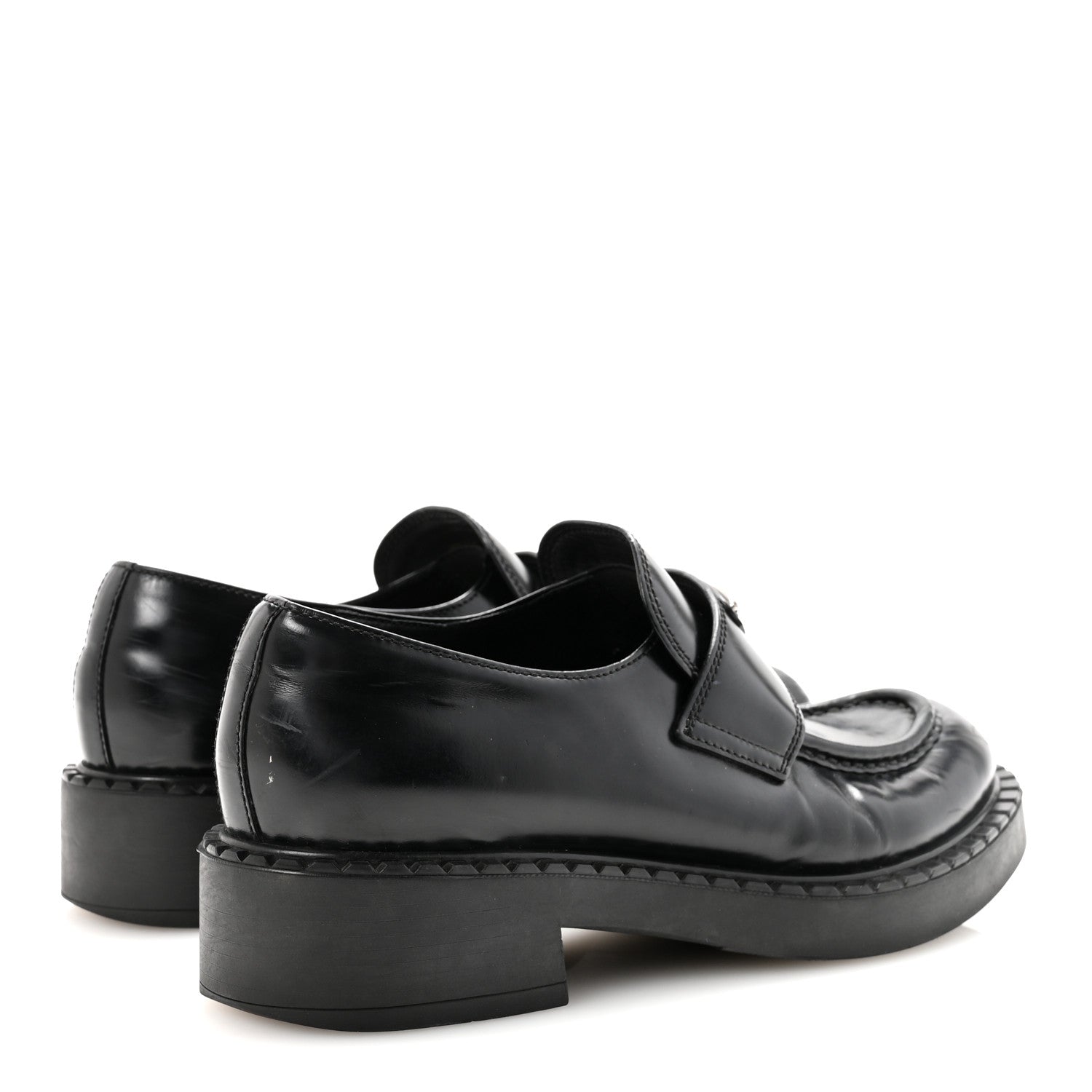Spazzolato Metal Triangle Logo 50mm Loafers 40 Black