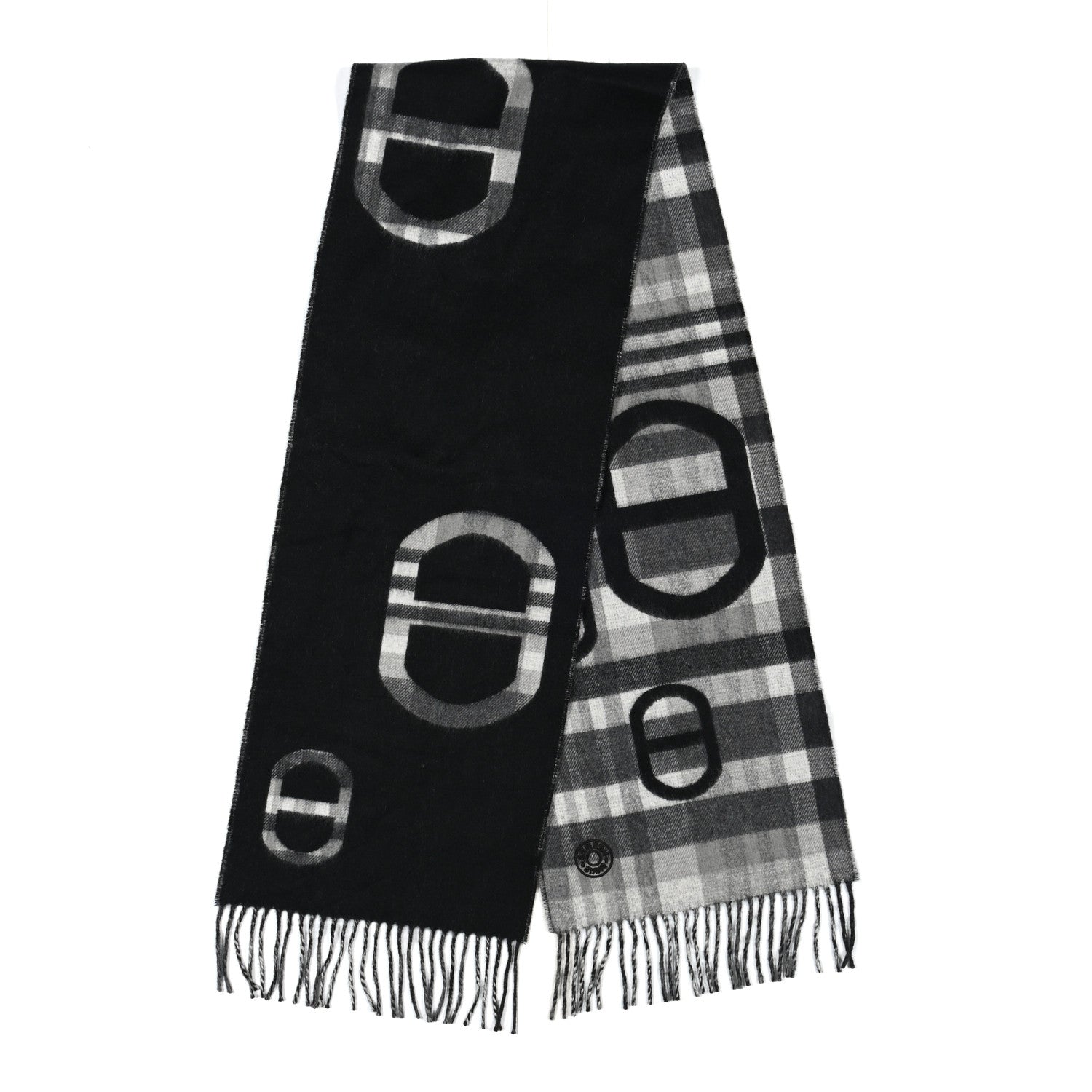 Cashmere Tartan Maillons Muffler Black Grey