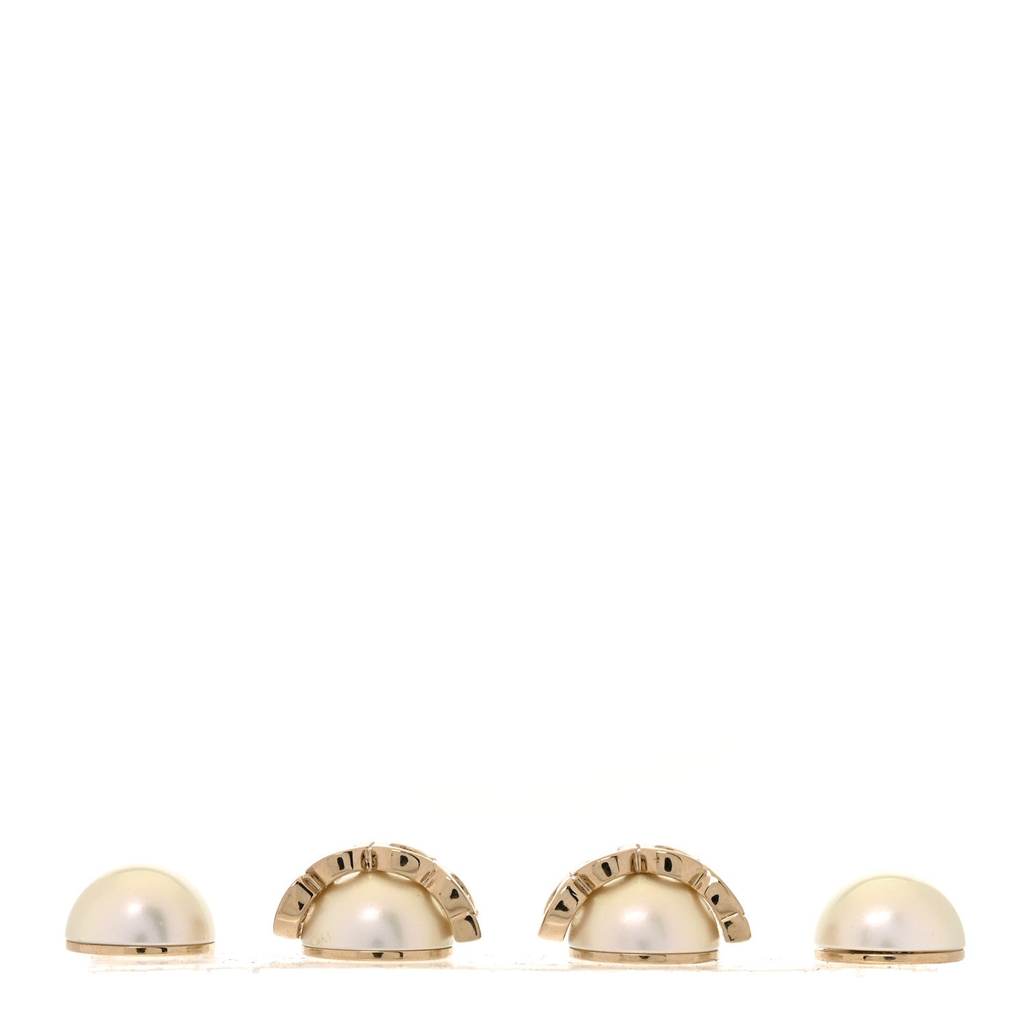 Metal Pearl Logo Magnetic Earrings Gold