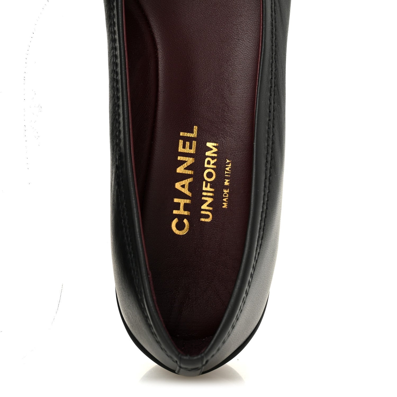 Lambskin Cap Toe CC Uniform Ballerina Flats 40 Black