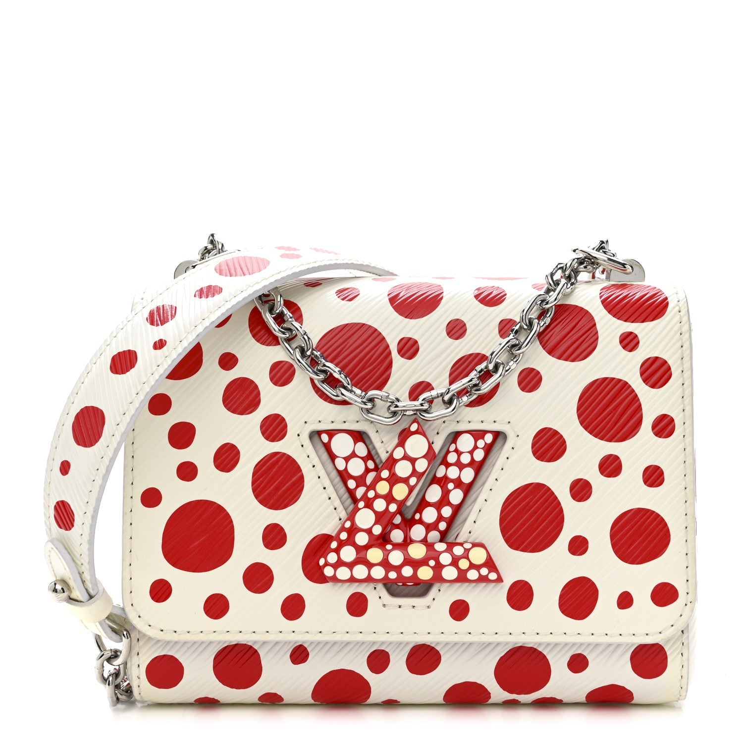 LV X YK Epi Infinity Dots Twist Shoulder Bag PM White Red