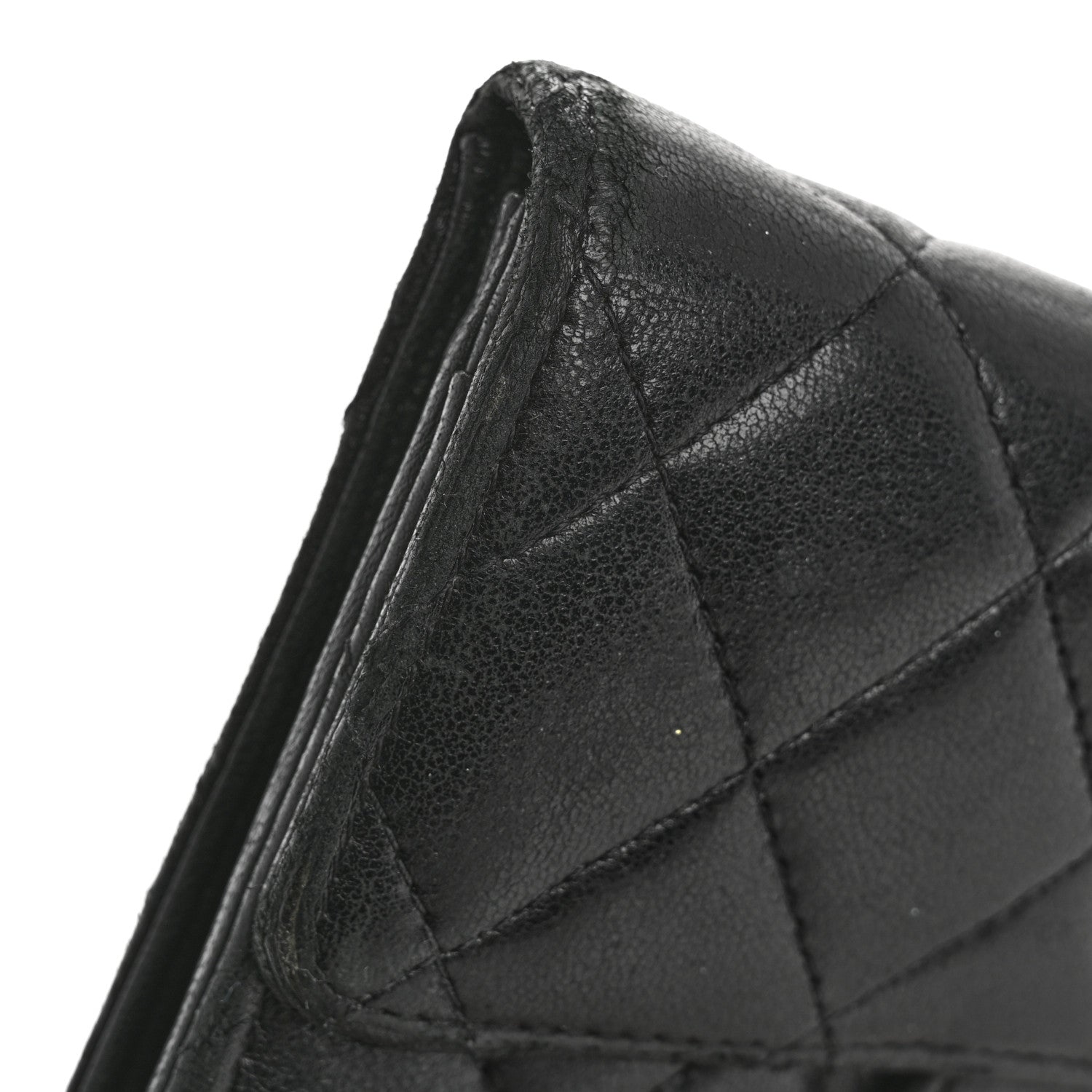 Lambskin Quilted Medium Flap Wallet Black