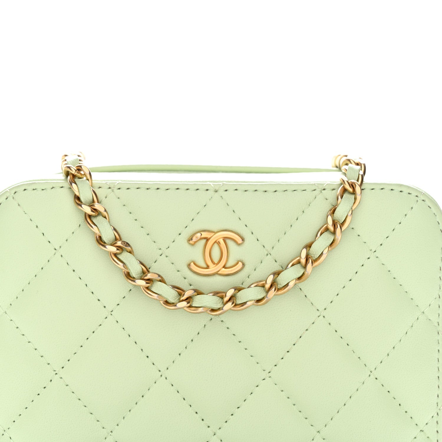 Lambskin Quilted CC Pearl Crush Camera Case Light Green