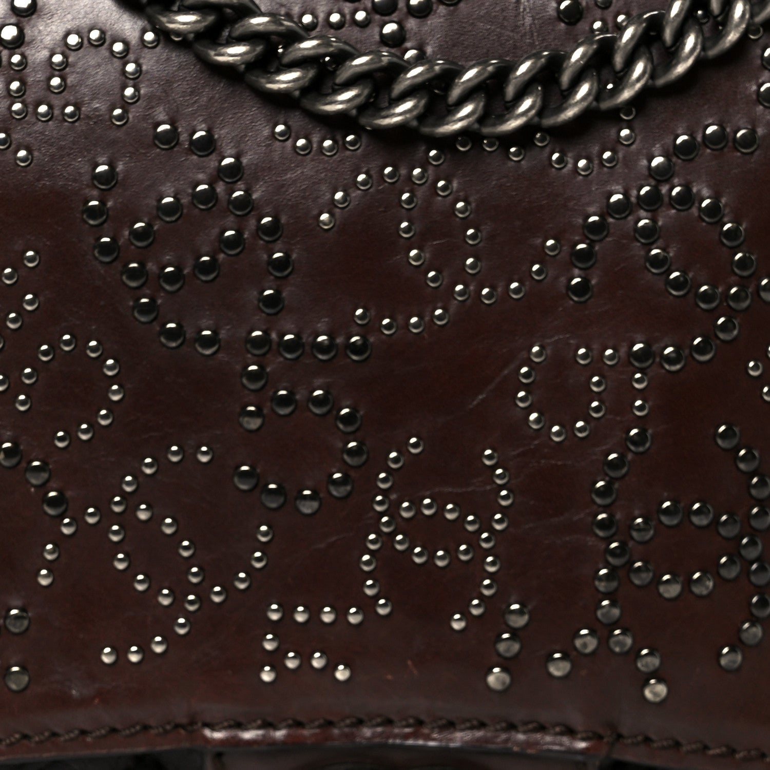 Calfskin Lambskin Studded Paris Dallas Texan Flap Brown Black