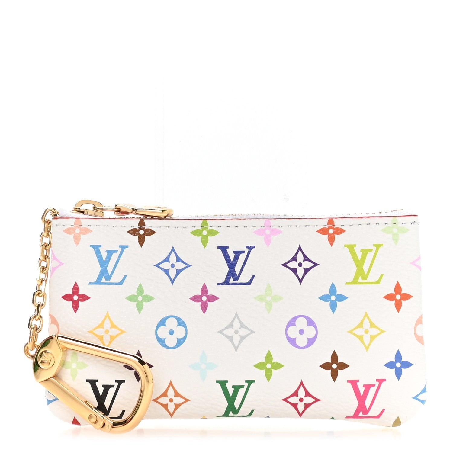 LV X TM Monogram Multicolor Key Pouch White