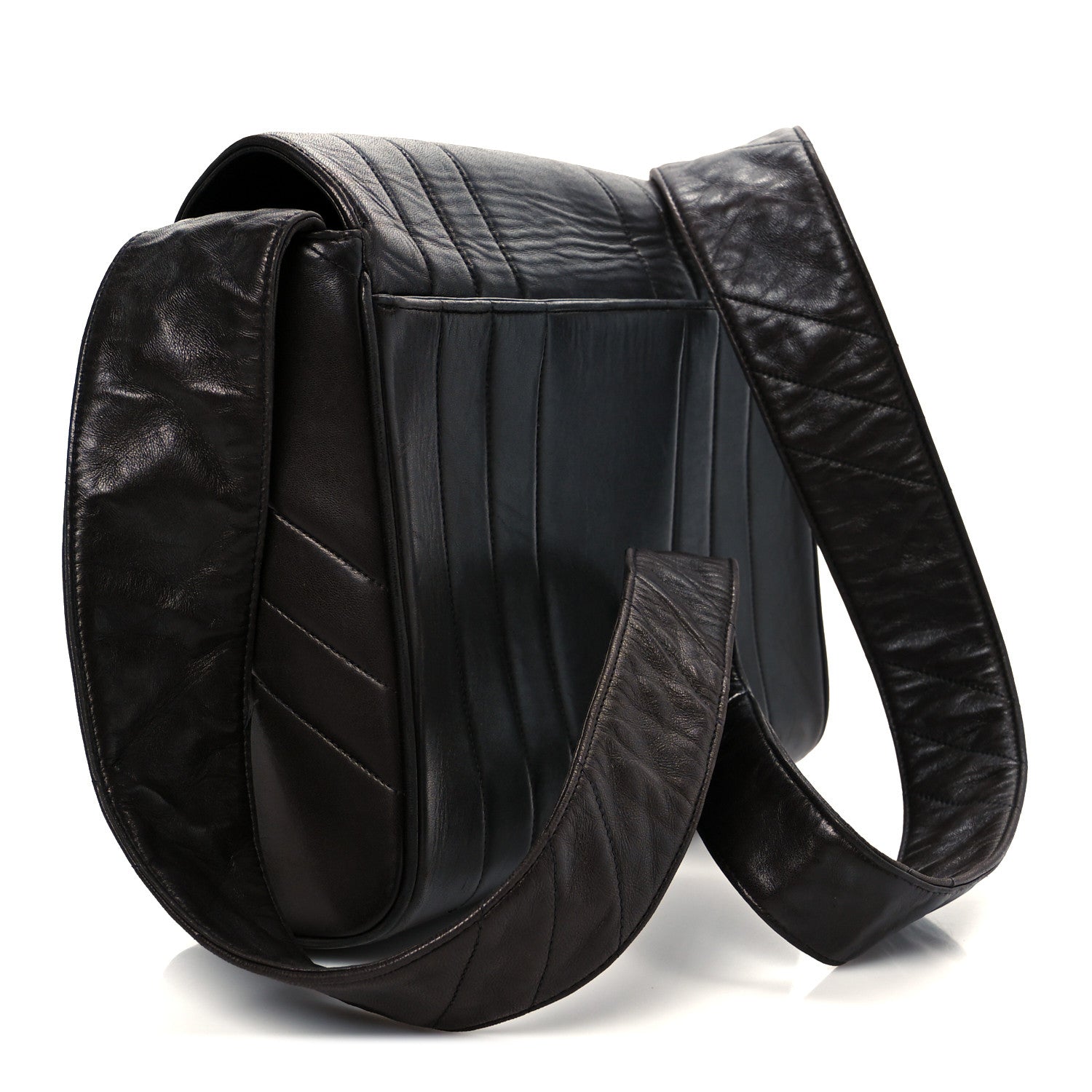 Lambskin Vertical Quilted CC Flap Shoulder Bag Brown