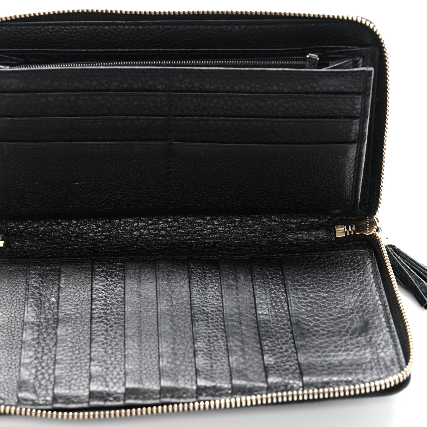Pebbled Calfskin Soho Zip Around Wallet Black